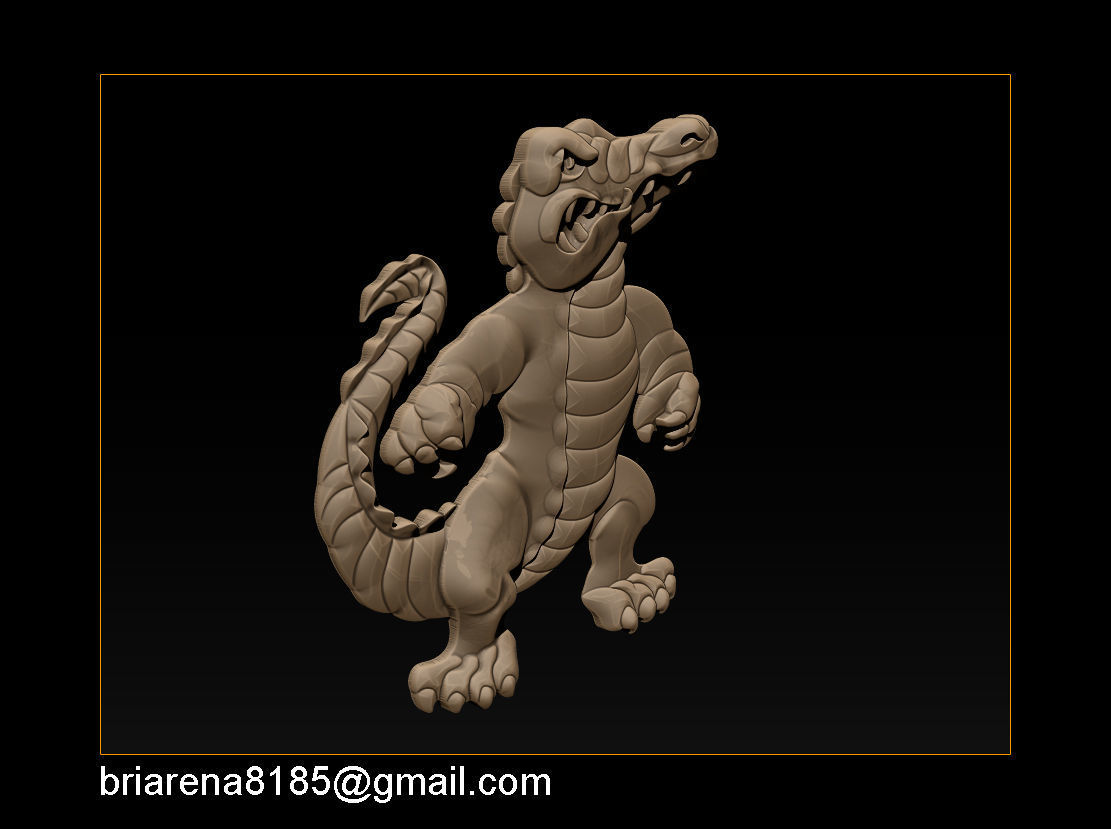 Pendant Little Crocodile - Gators 3D Relief  3D print model_7