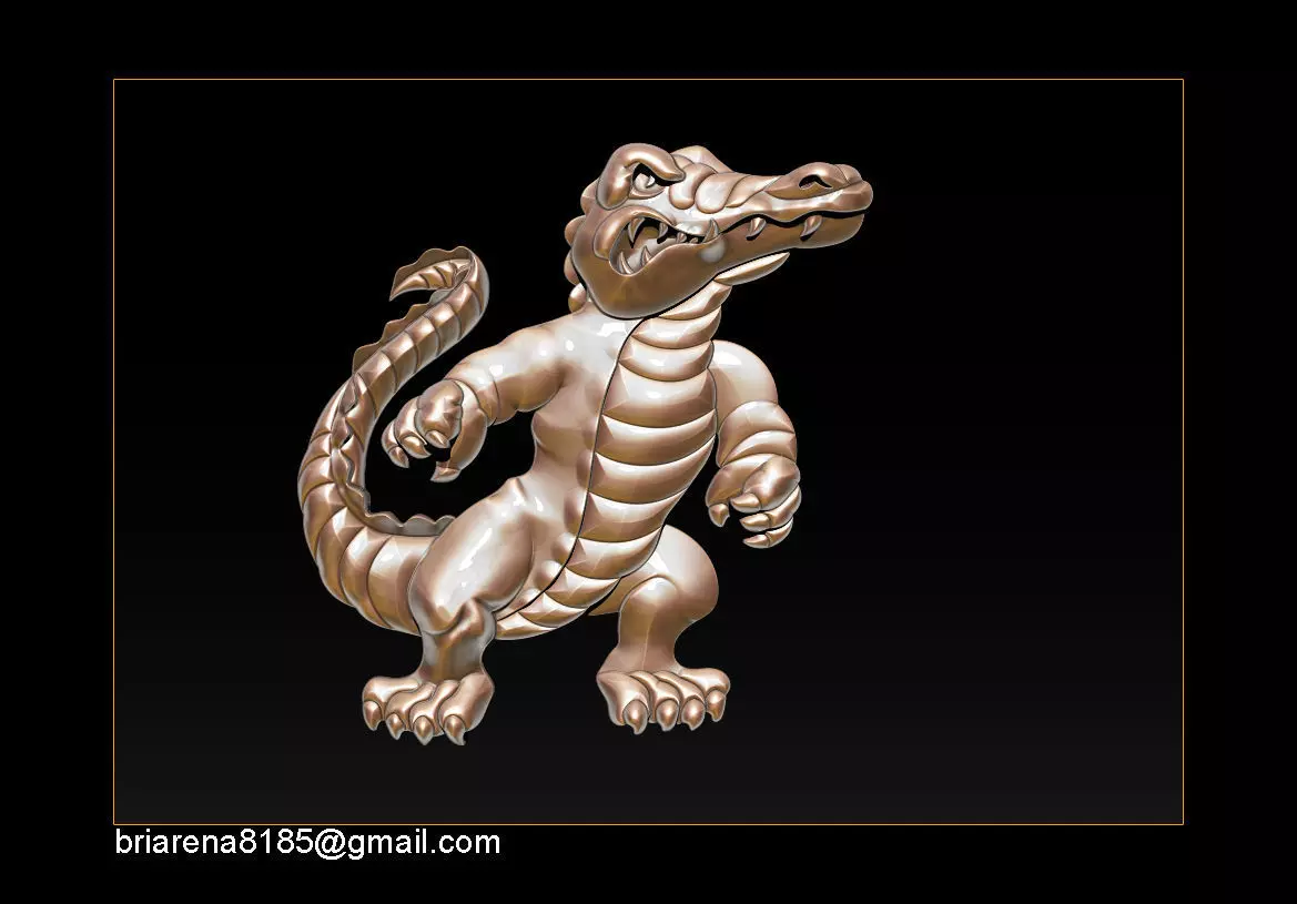 Pendant Little Crocodile - Gators 3D Relief  3D print model_0