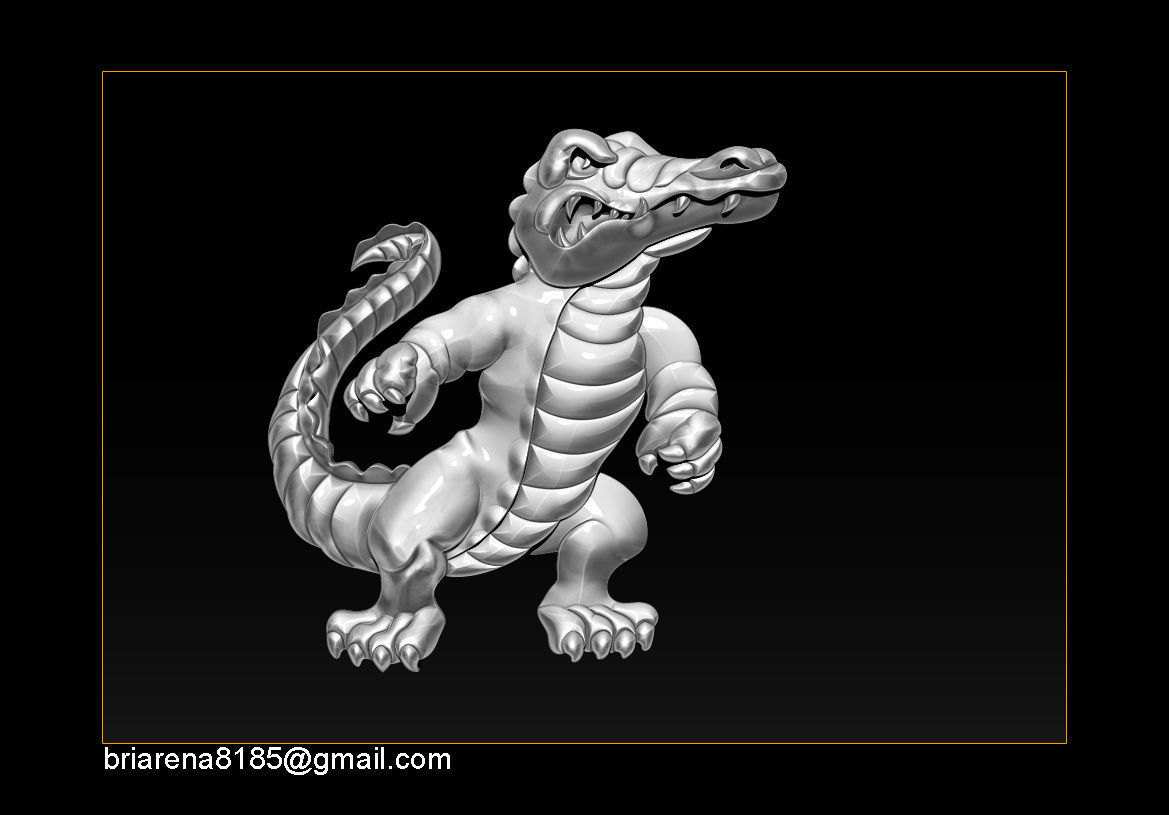 Pendant Little Crocodile - Gators 3D Relief  3D print model_4