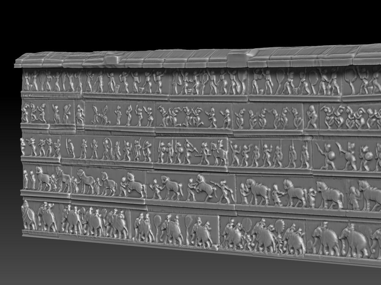 Hazara Rama Temple outer wall replica 3D print model_5