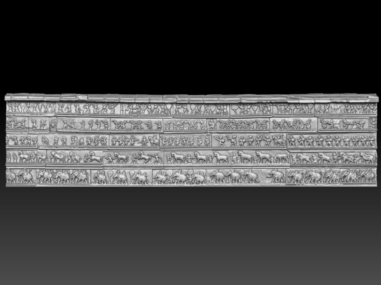 Hazara Rama Temple outer wall replica 3D print model_3