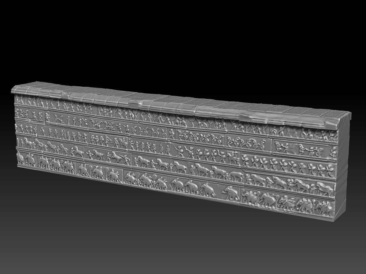 Hazara Rama Temple outer wall replica 3D print model_4