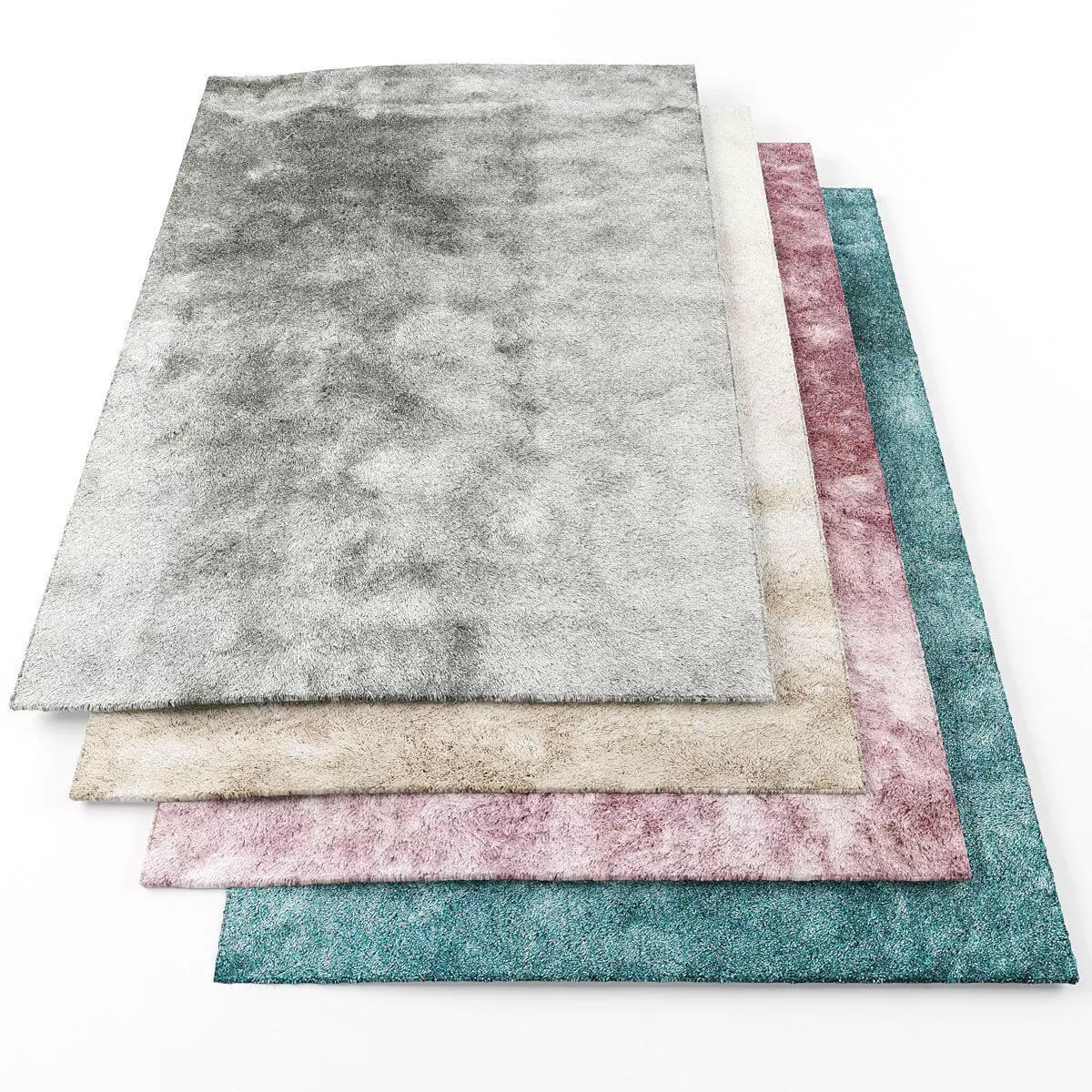 Rugs-891 four different colored rugs Low-poly 3D model_0