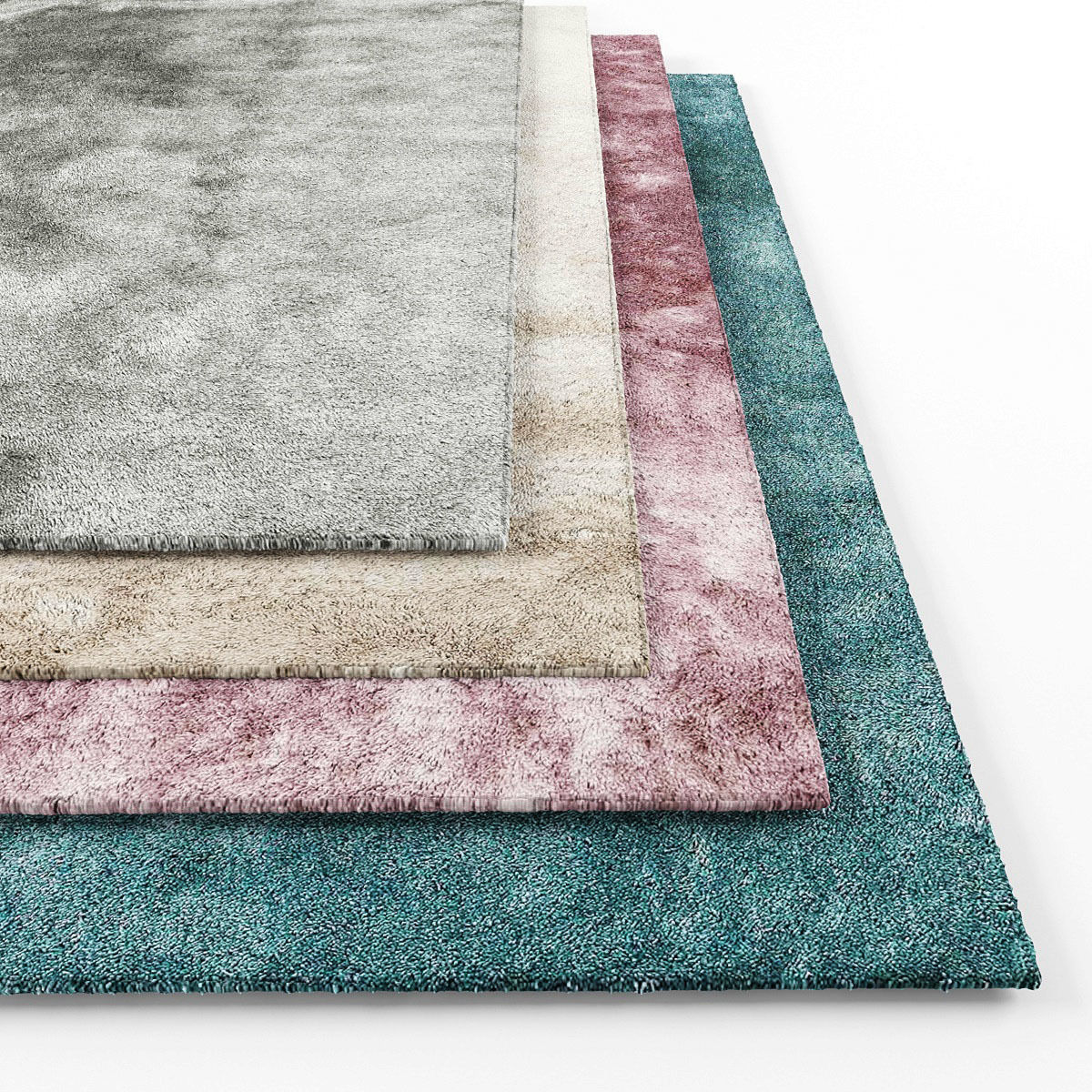 Rugs-891 four different colored rugs Low-poly 3D model_1