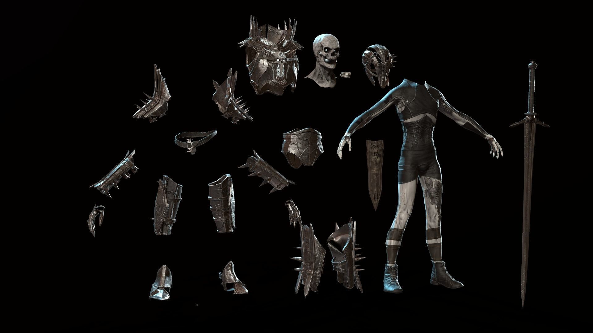 Skeleton5 lord of rings character Low-poly 3D model_20