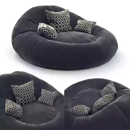 Foam Bean Bag Chair Black 3D model