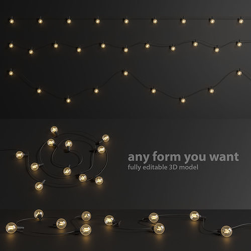 Editable Garland Lights Set 1 3D model