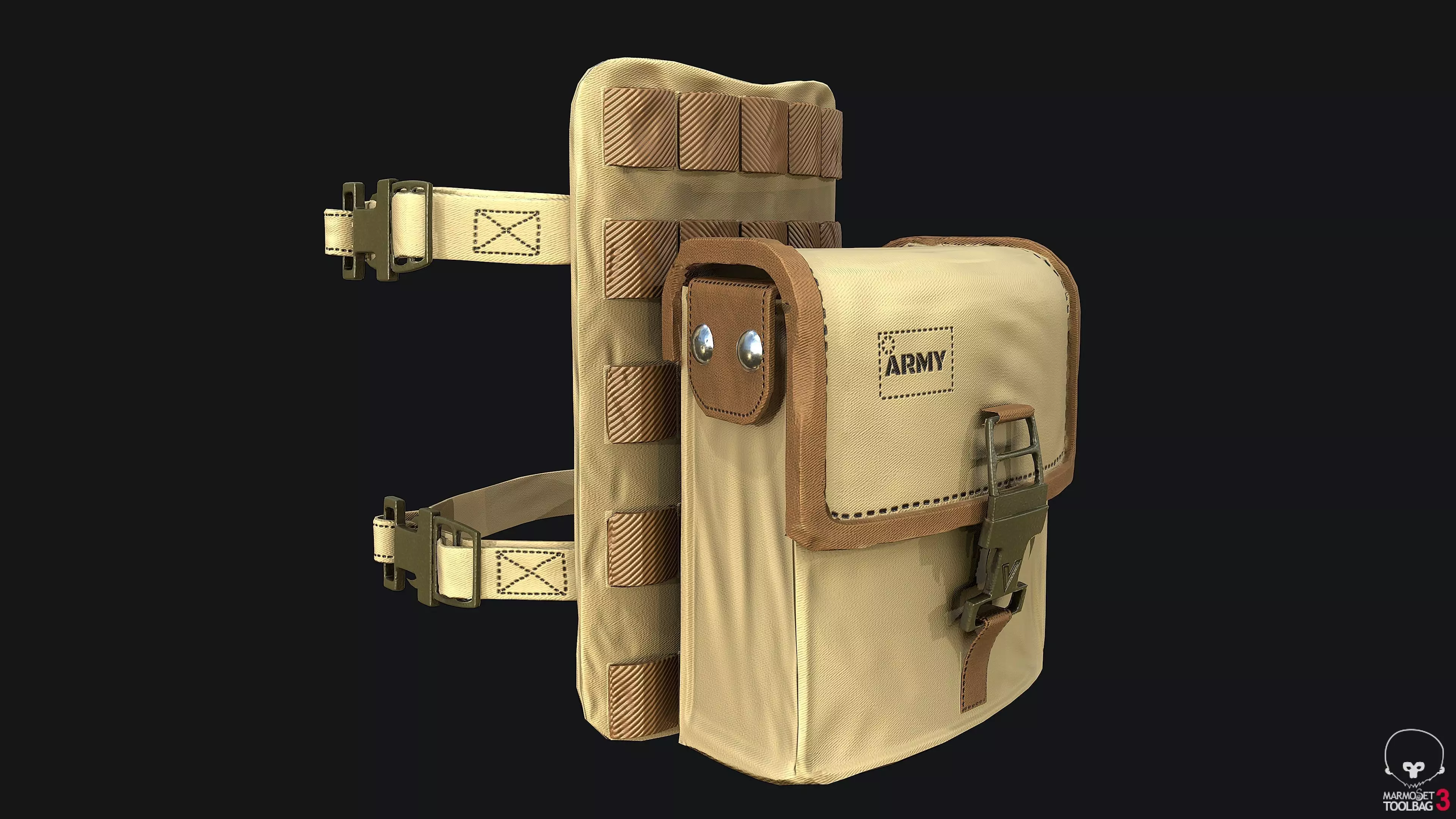Military Tactical Drop Leg Bag PBR Low-poly 3D model
