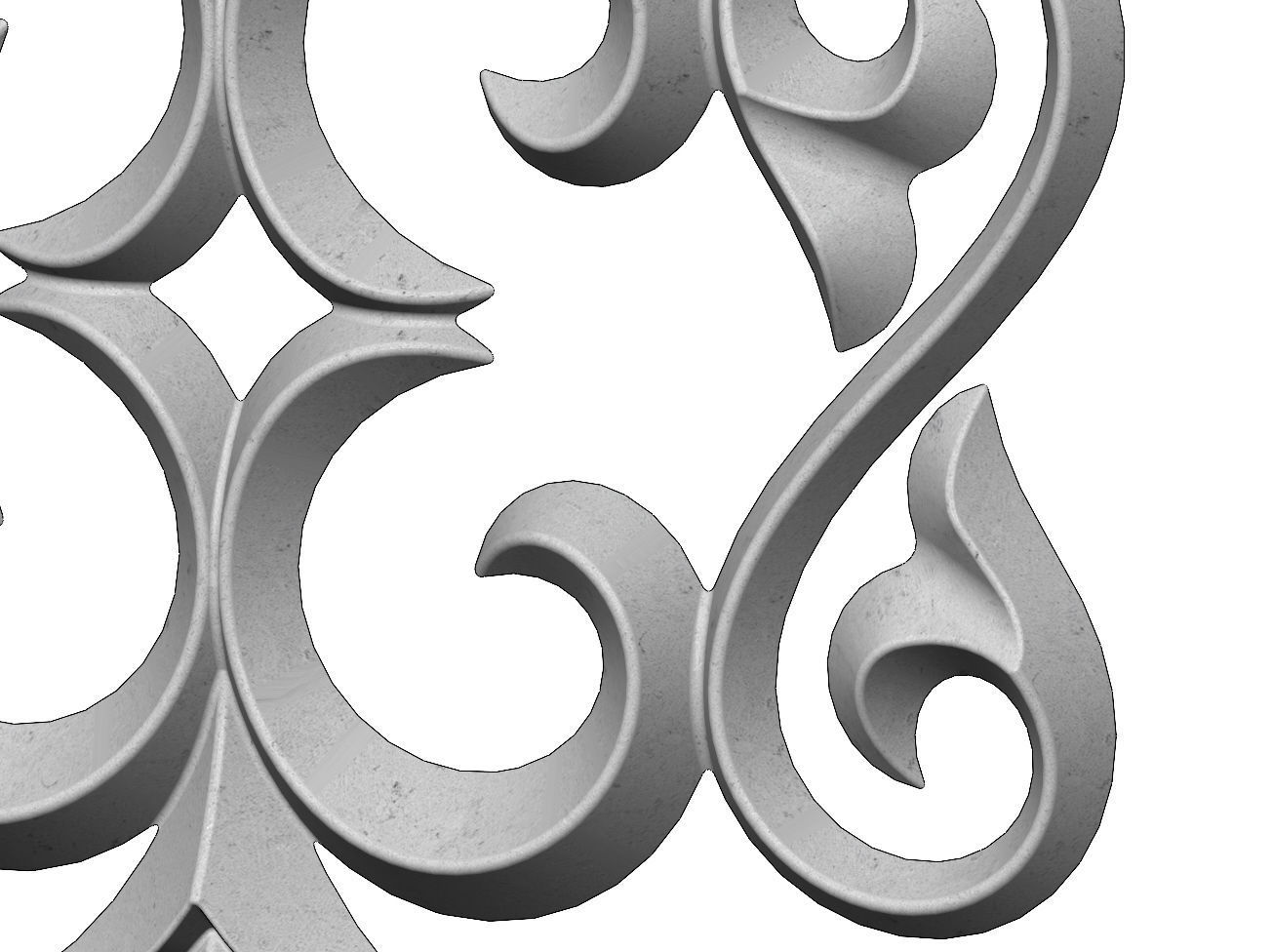 Floral Scroll molding and relief 3D print model_3