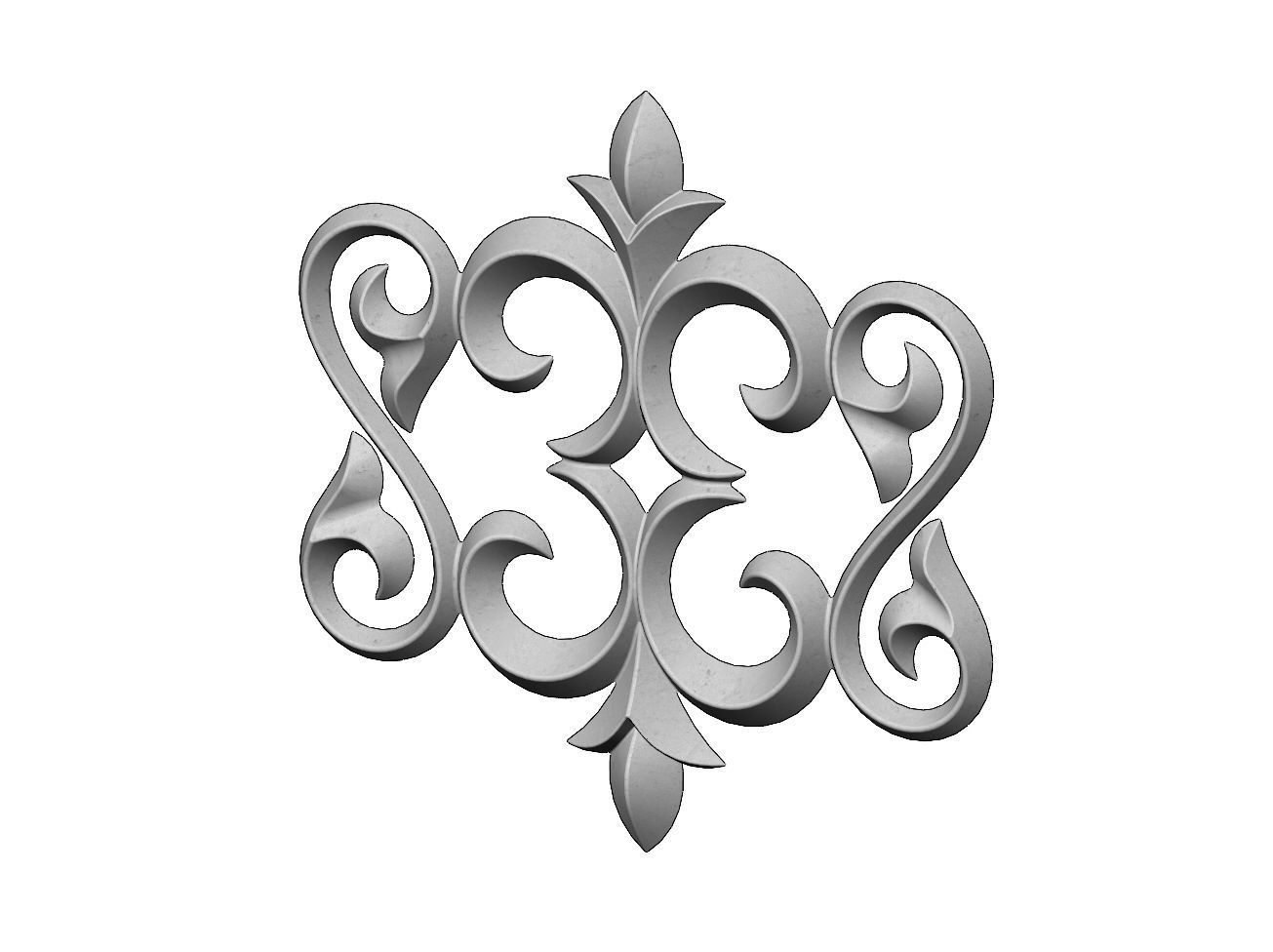 Floral Scroll molding and relief 3D print model_2
