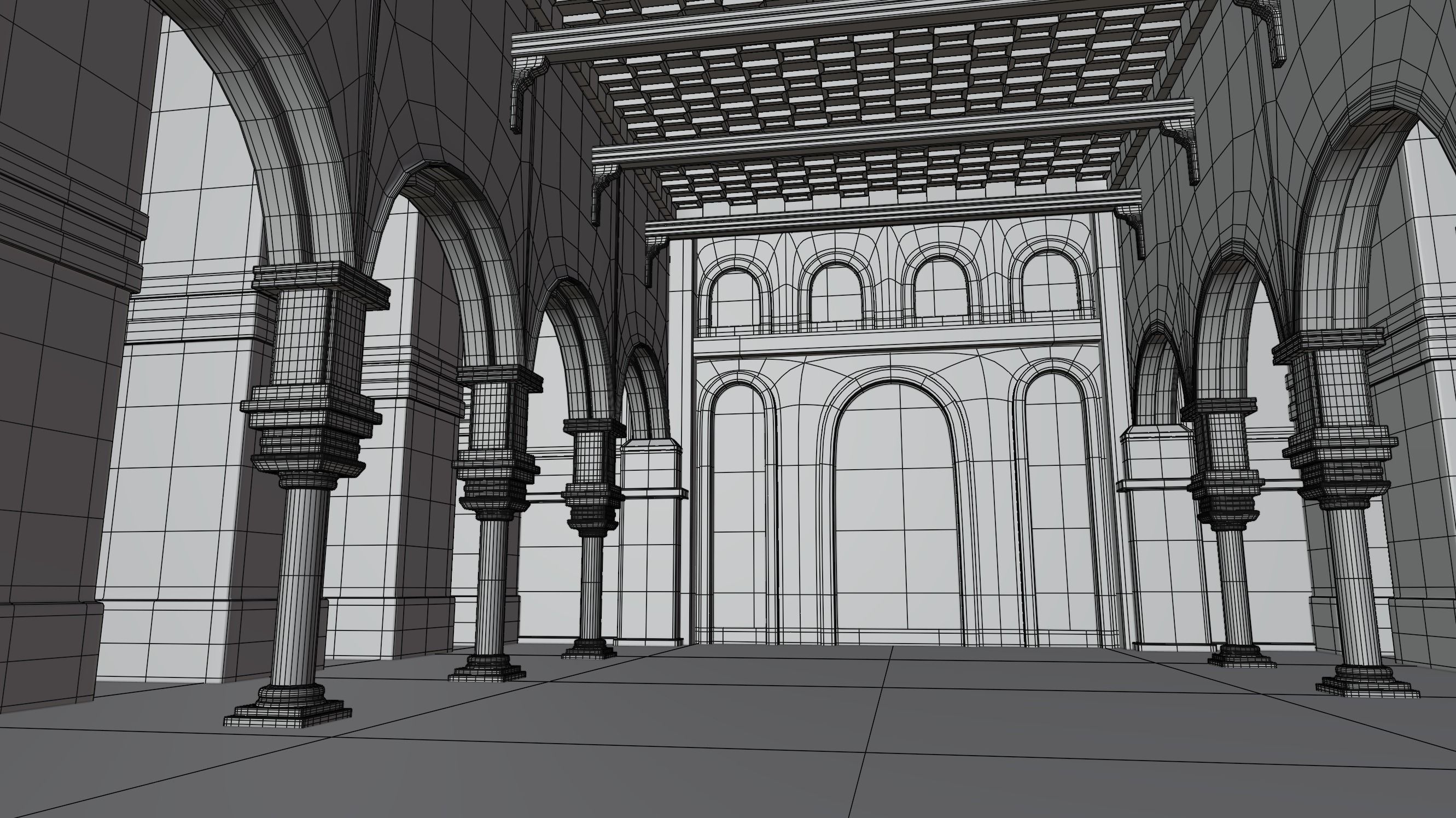 Arabian Islamic Hall Interior 3D model_1