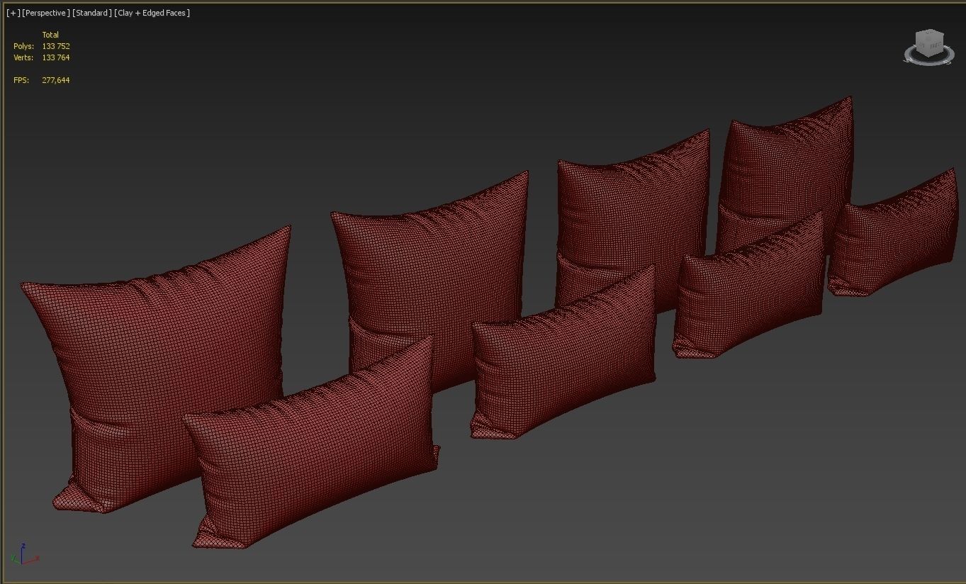 Decorative pillows set 038 3D model_4