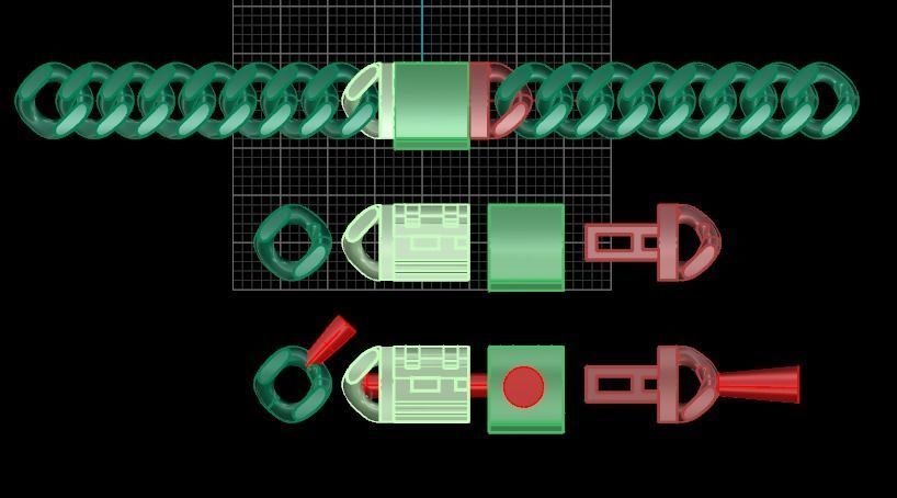 Cuban Chain Bracelet Necklace Link SIZE 8MM Width 3D print model_3