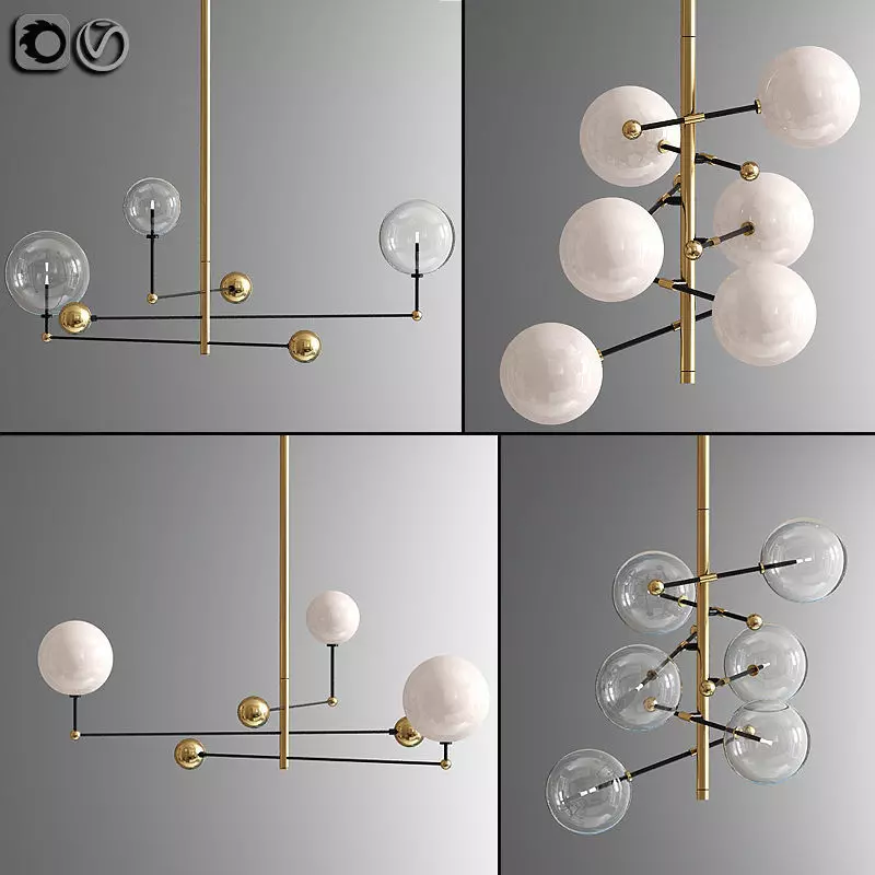 Glass Globe Mobile Round Chandelier 3D model