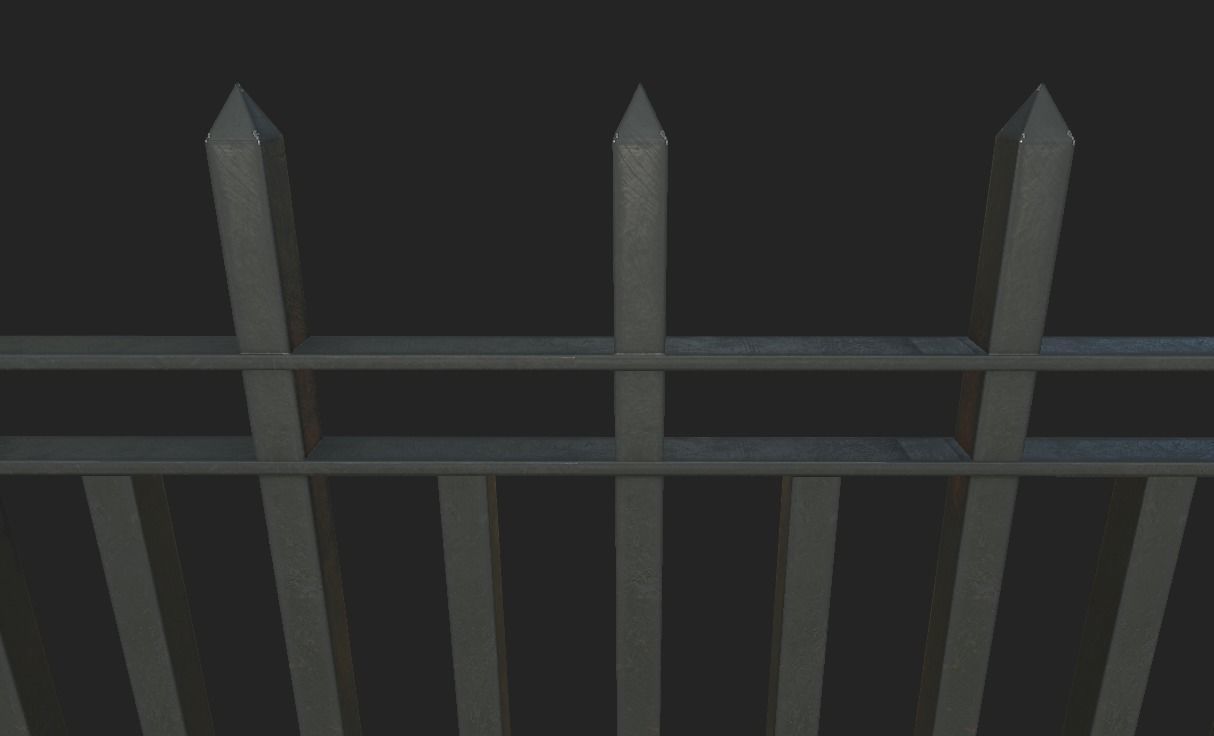 Brick Metal Fence Low-poly 3D model_5