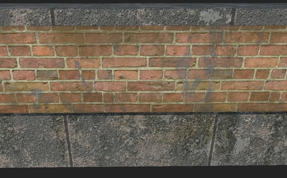 Brick Metal Fence Low-poly 3D model_7