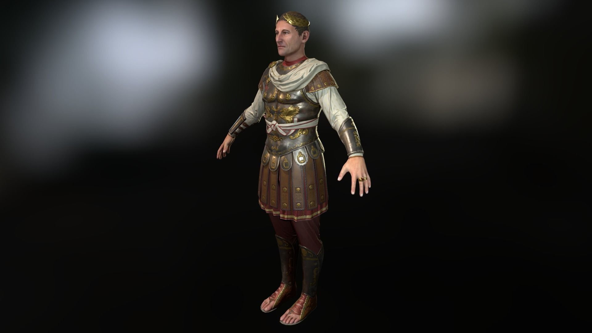 Rome aristocrat Caesar Low-poly 3D model_5