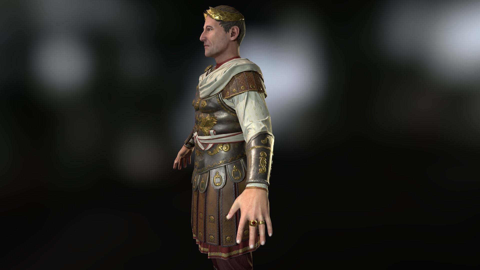 Rome aristocrat Caesar Low-poly 3D model_9
