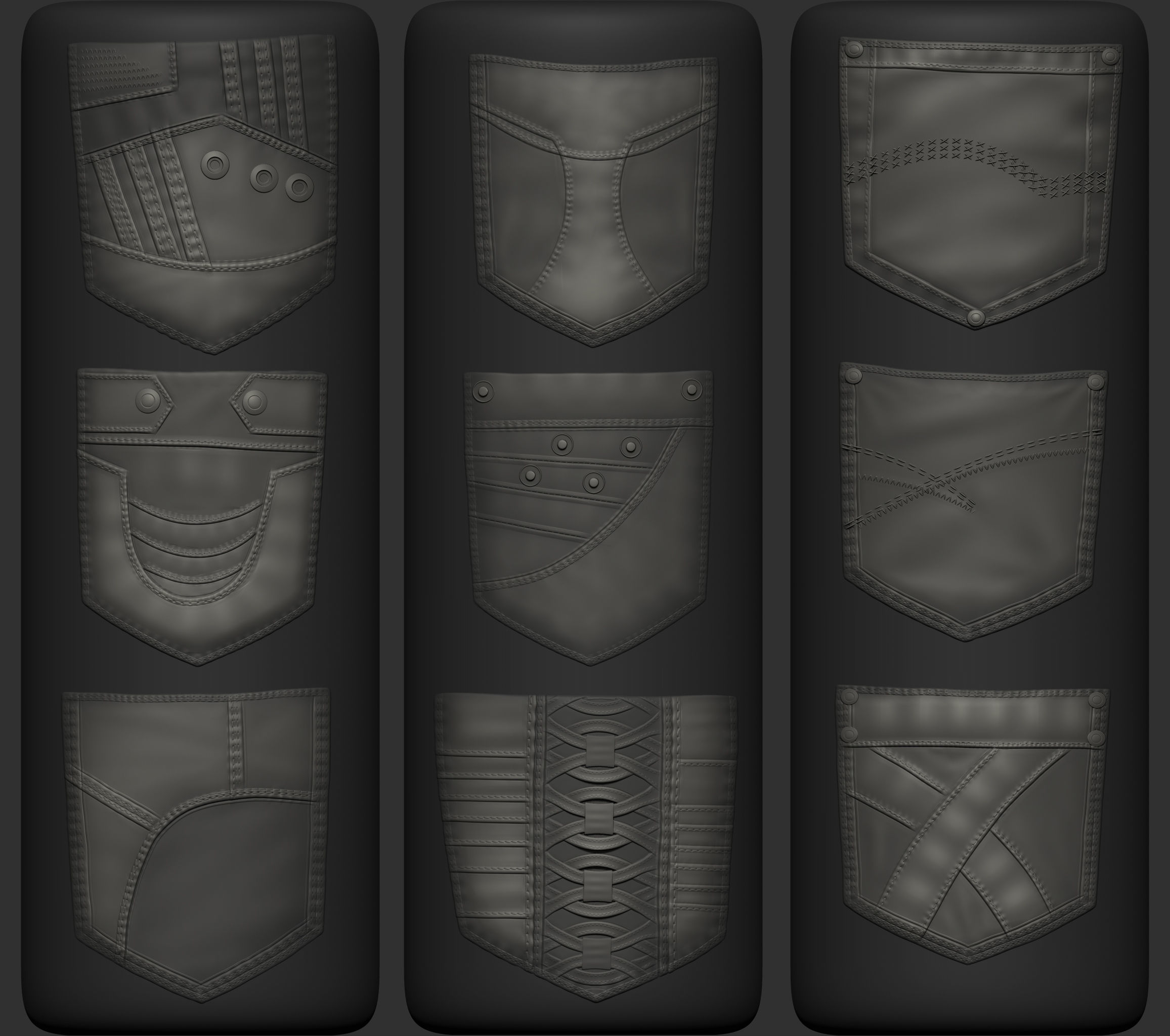 100 Pockets BrushesAlphas and Video Tutorial 3D model_8