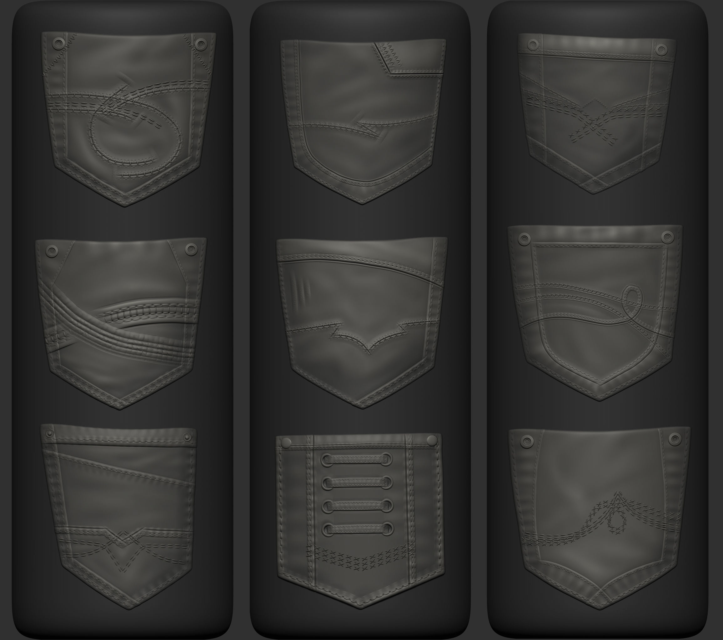 100 Pockets BrushesAlphas and Video Tutorial 3D model_11