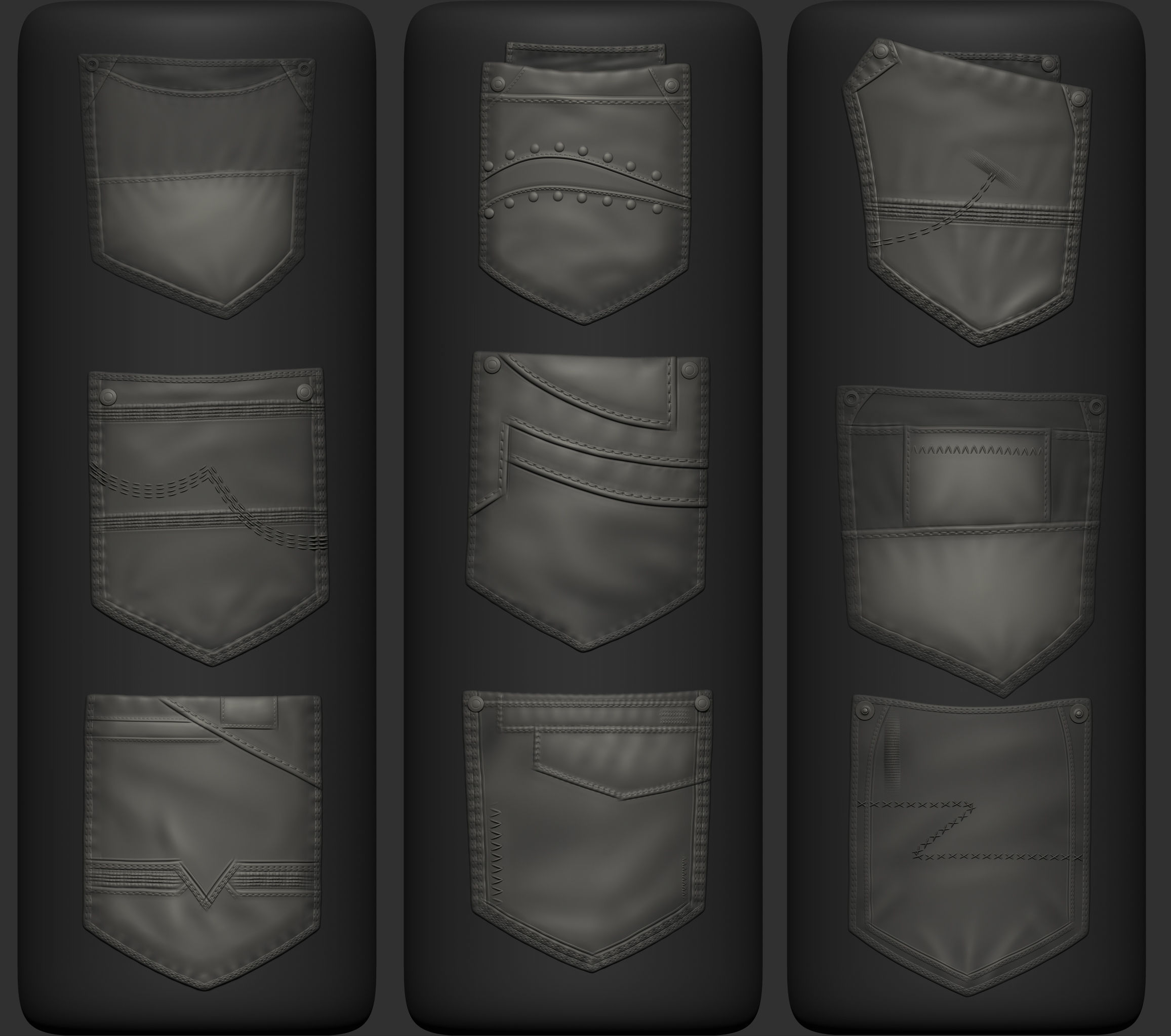 100 Pockets BrushesAlphas and Video Tutorial 3D model_7