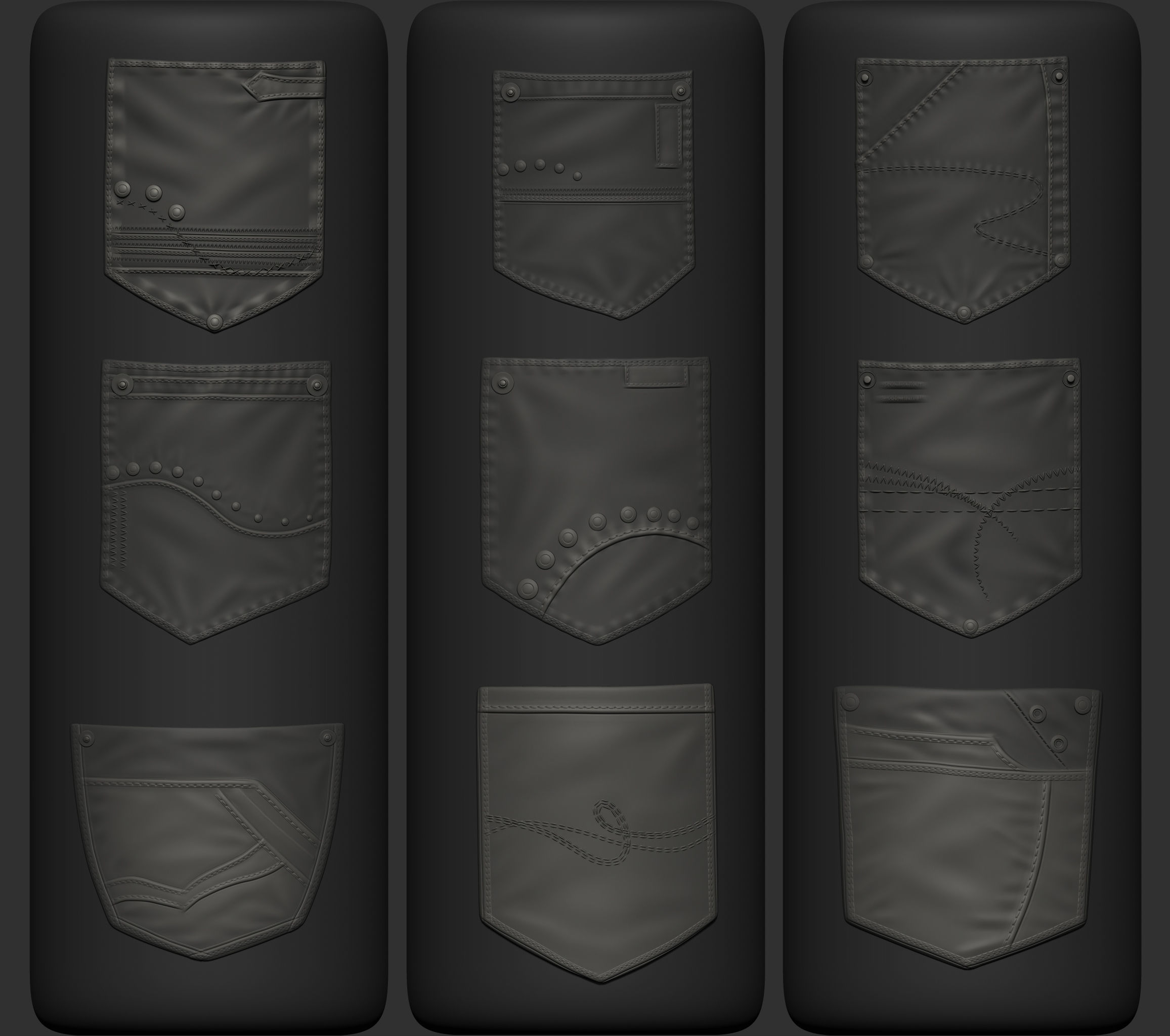 100 Pockets BrushesAlphas and Video Tutorial 3D model_3