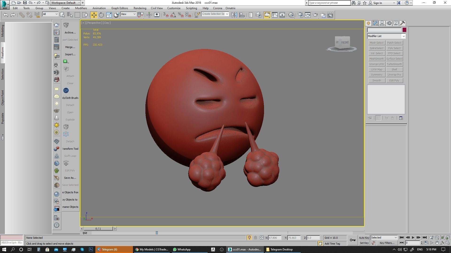Emoji Face with Steam From Nose 3D model_17