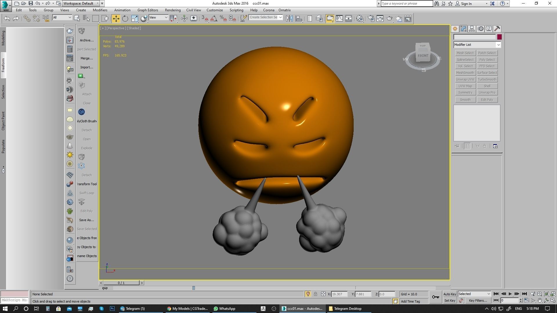 Emoji Face with Steam From Nose 3D model_13