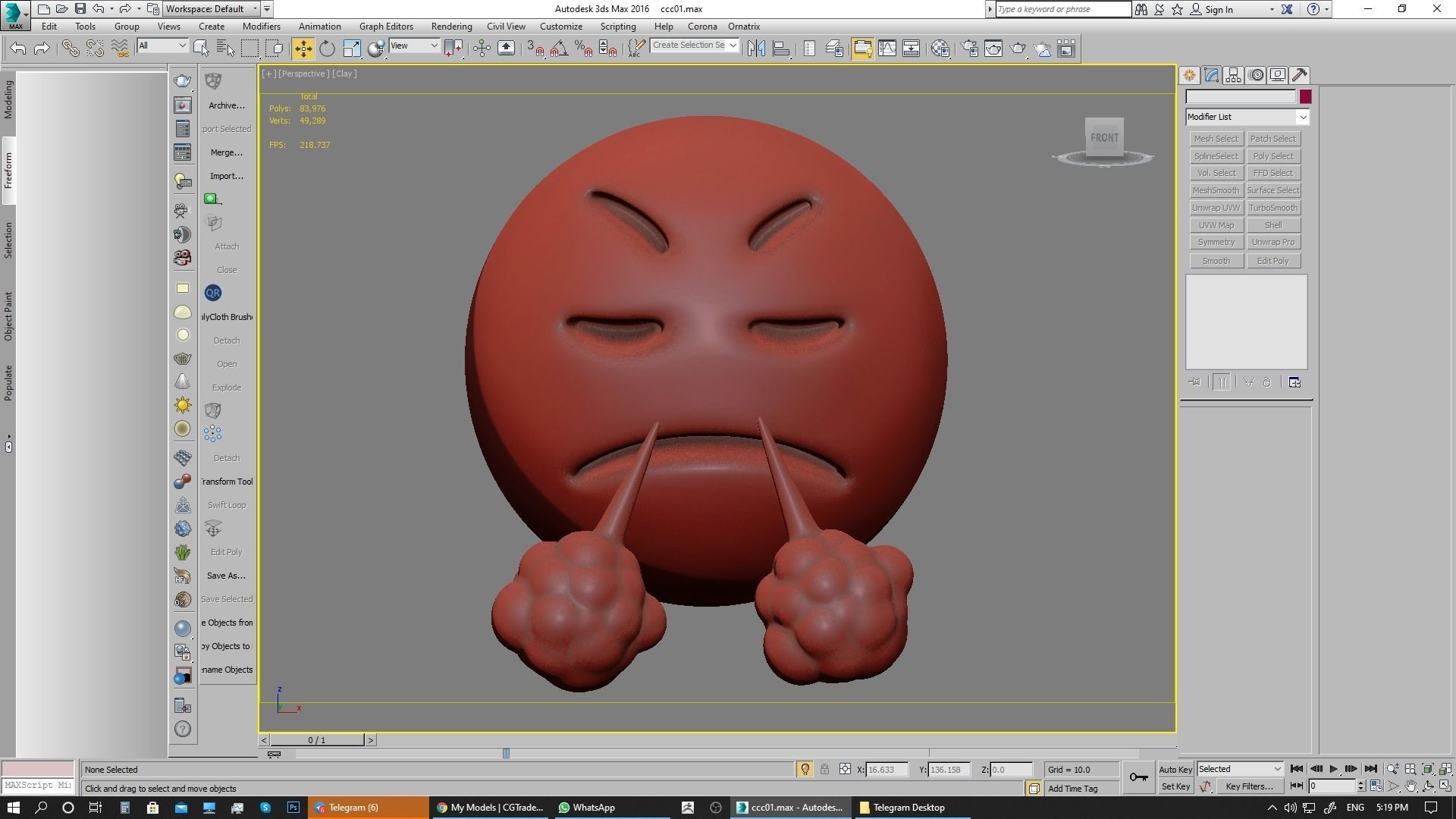 Emoji Face with Steam From Nose 3D model_22