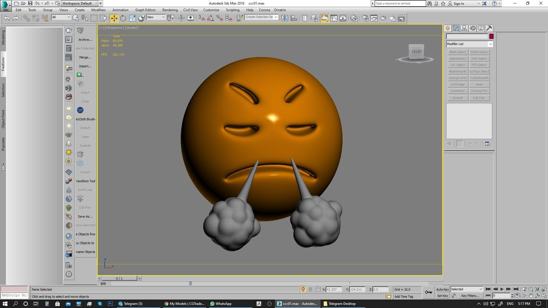 Emoji Face with Steam From Nose 3D model_11