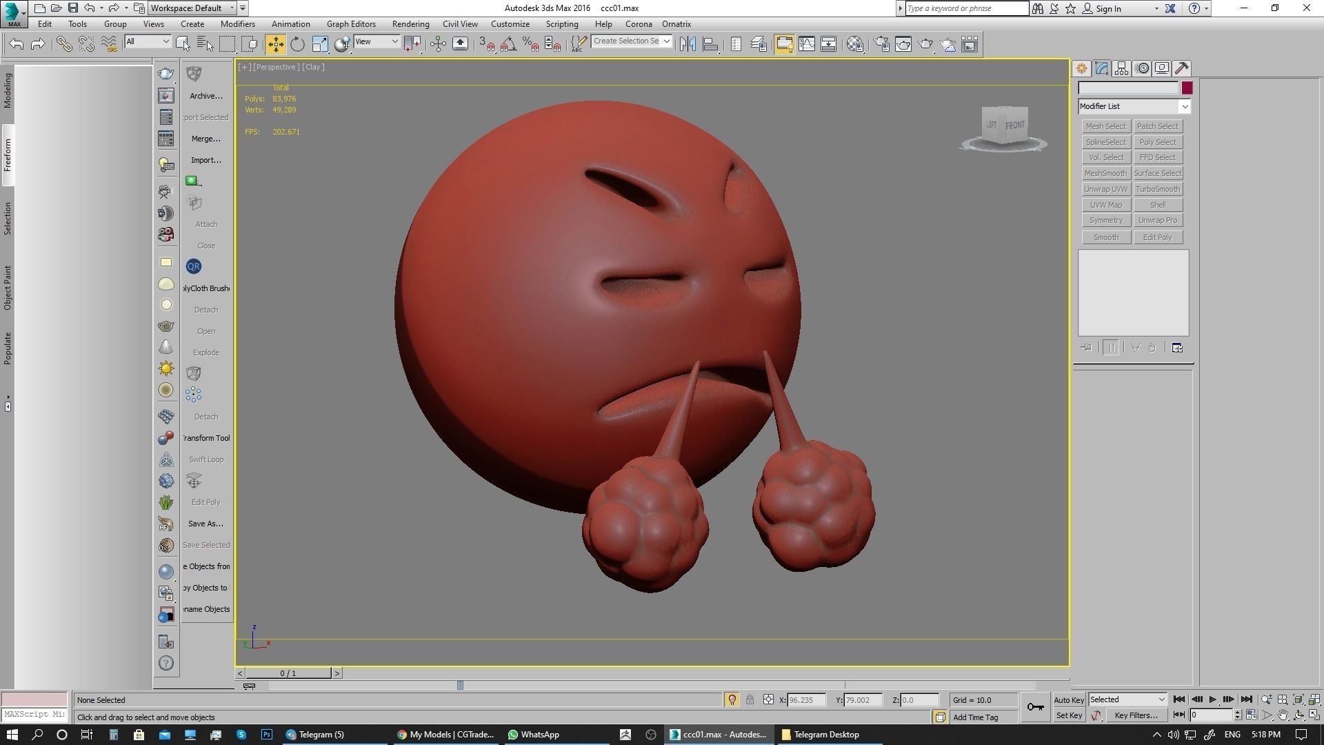 Emoji Face with Steam From Nose 3D model_27