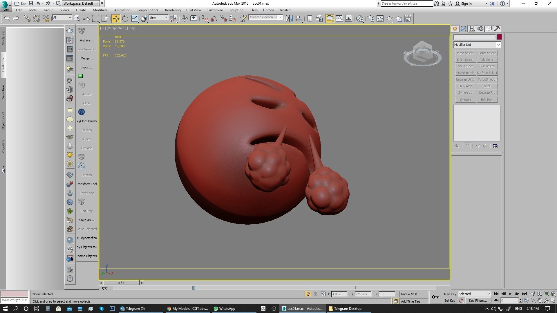 Emoji Face with Steam From Nose 3D model_20