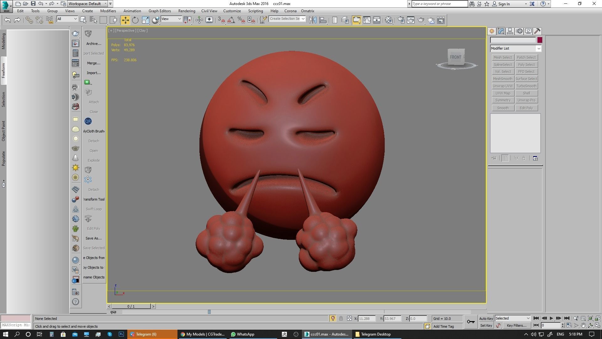 Emoji Face with Steam From Nose 3D model_28