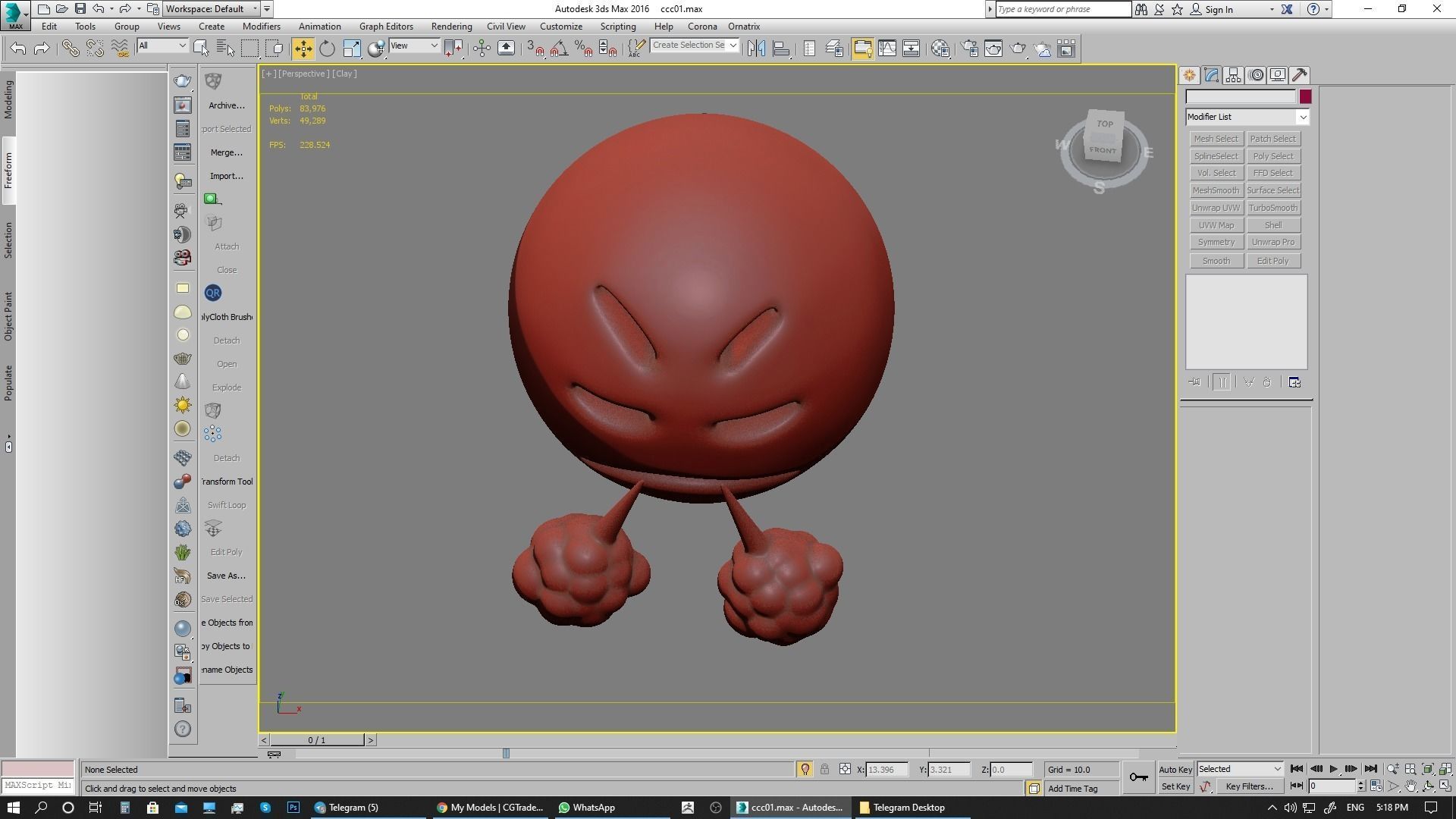 Emoji Face with Steam From Nose 3D model_19