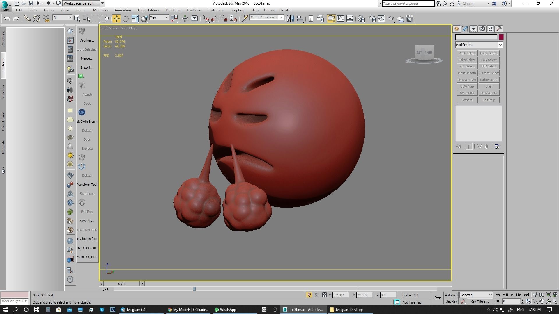 Emoji Face with Steam From Nose 3D model_26