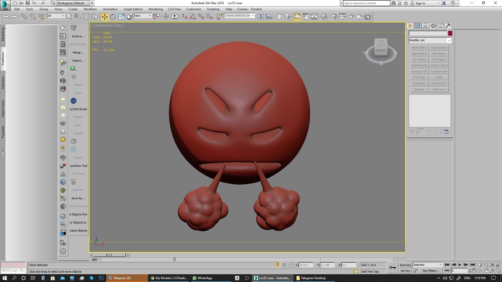 Emoji Face with Steam From Nose 3D model_29