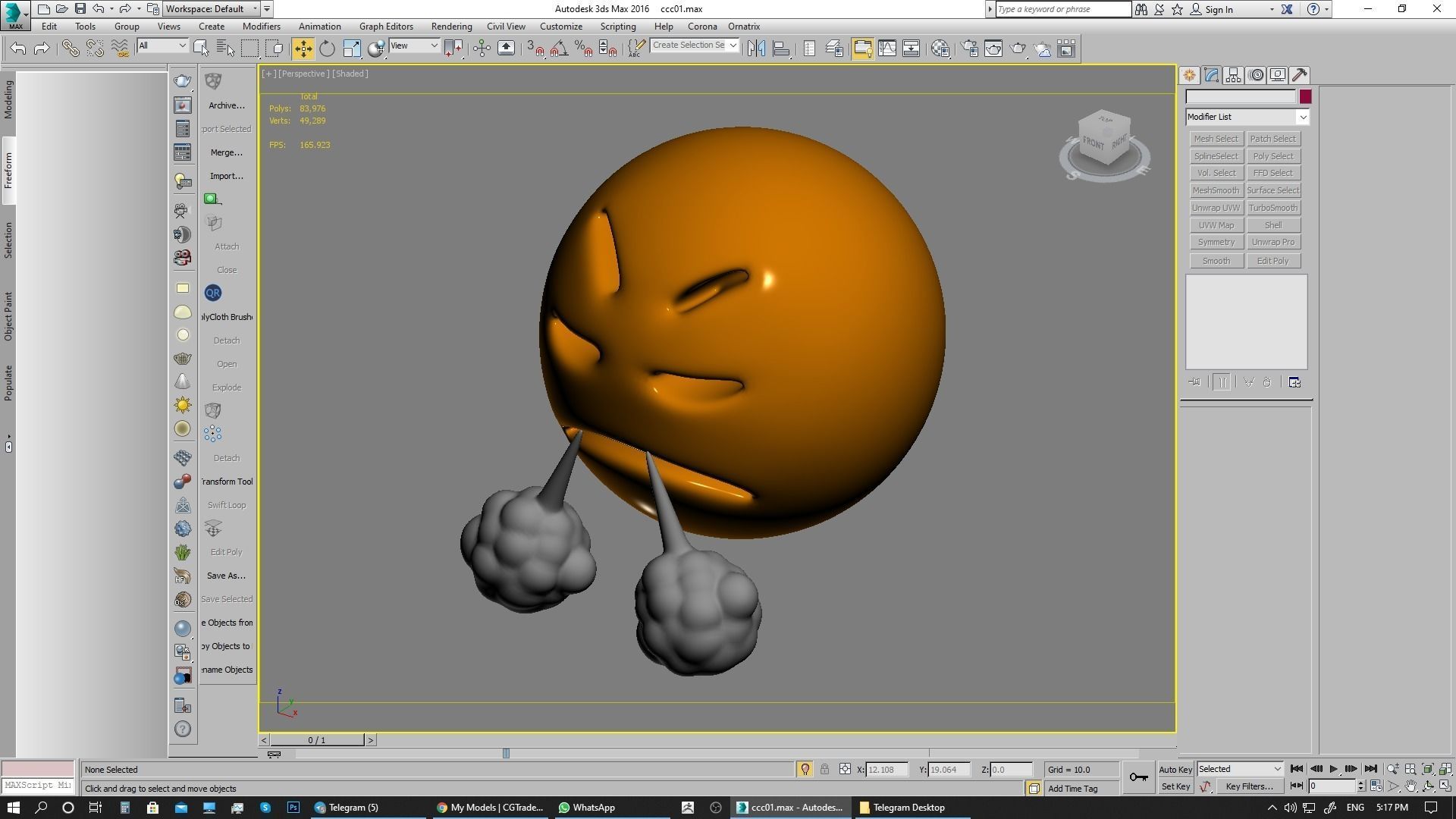Emoji Face with Steam From Nose 3D model_6
