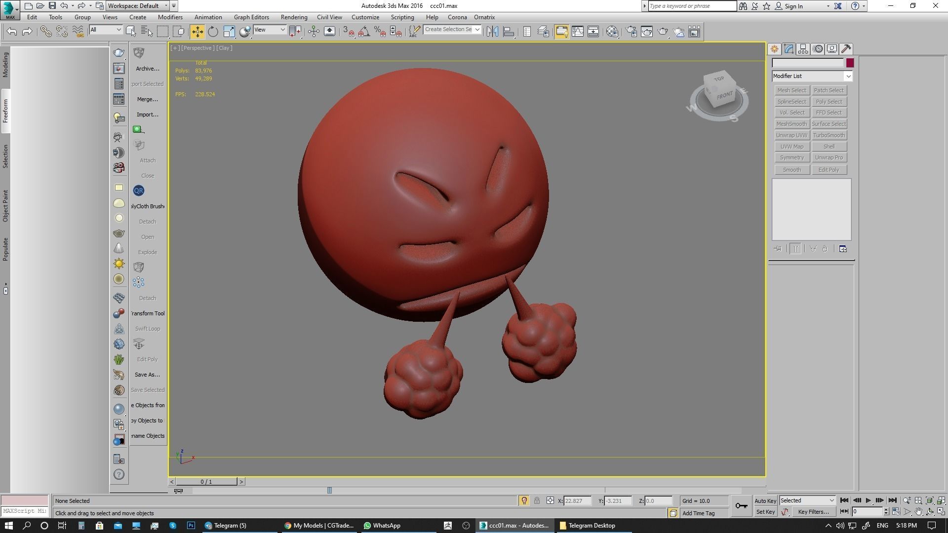 Emoji Face with Steam From Nose 3D model_14