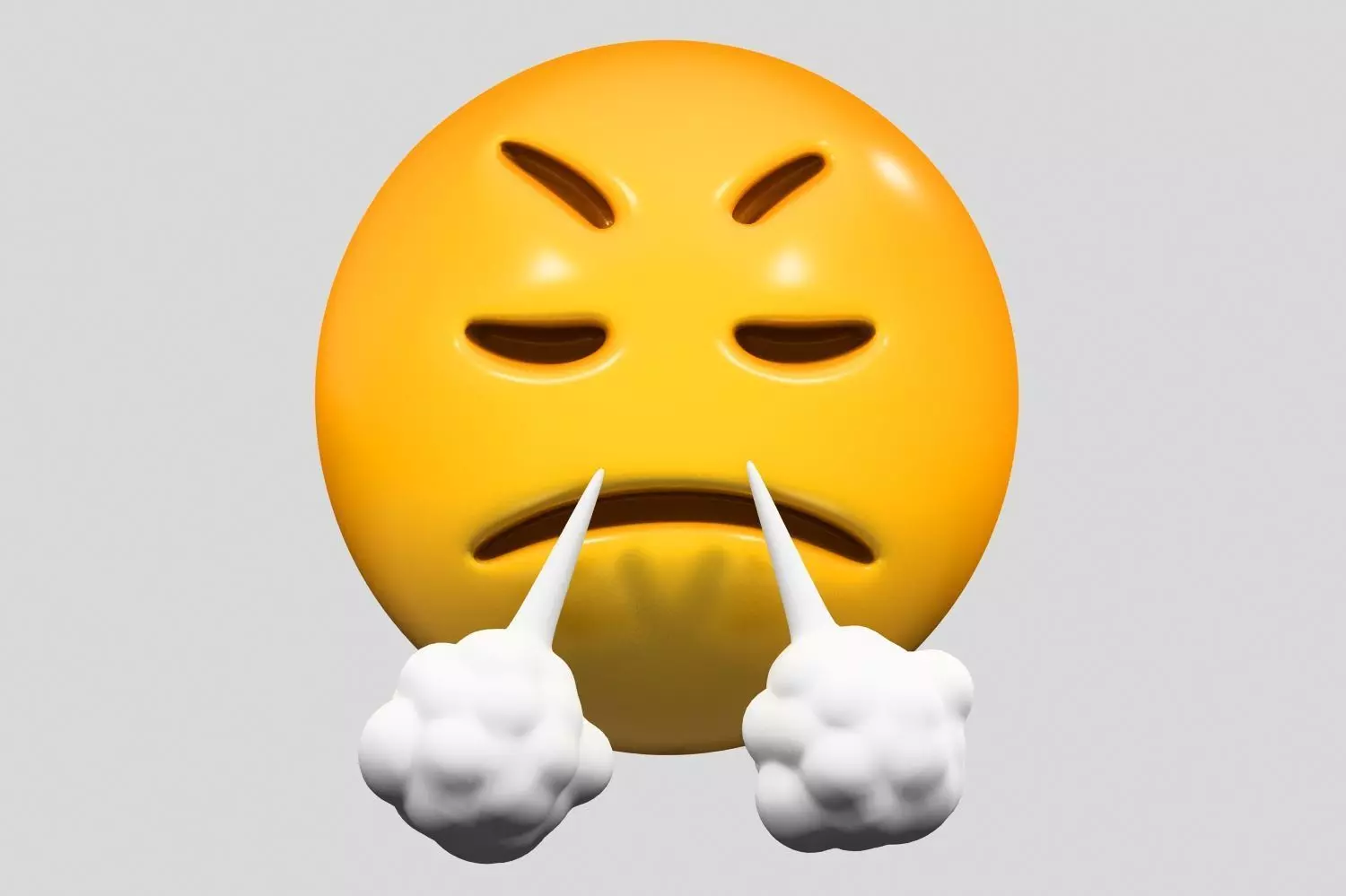 Emoji Face with Steam From Nose 3D model_0
