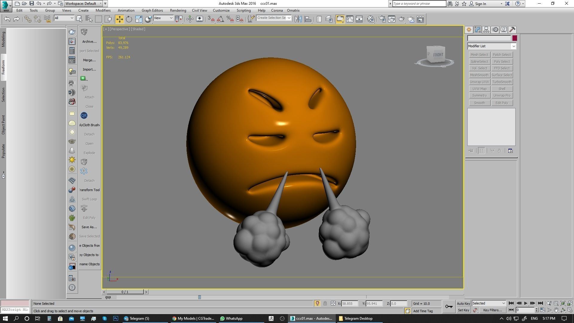 Emoji Face with Steam From Nose 3D model_9
