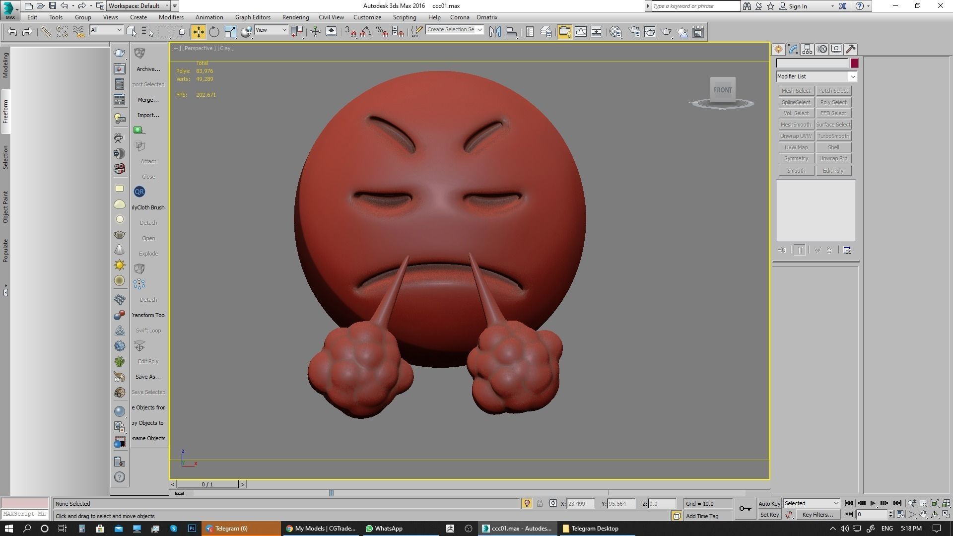 Emoji Face with Steam From Nose 3D model_25