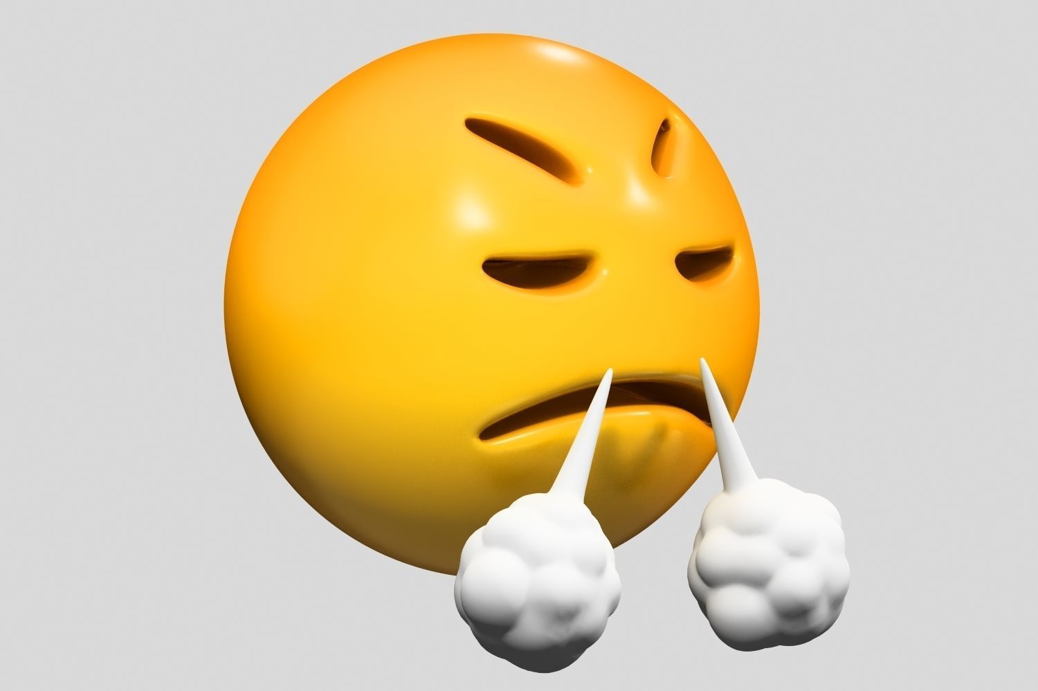 Emoji Face with Steam From Nose 3D model_1