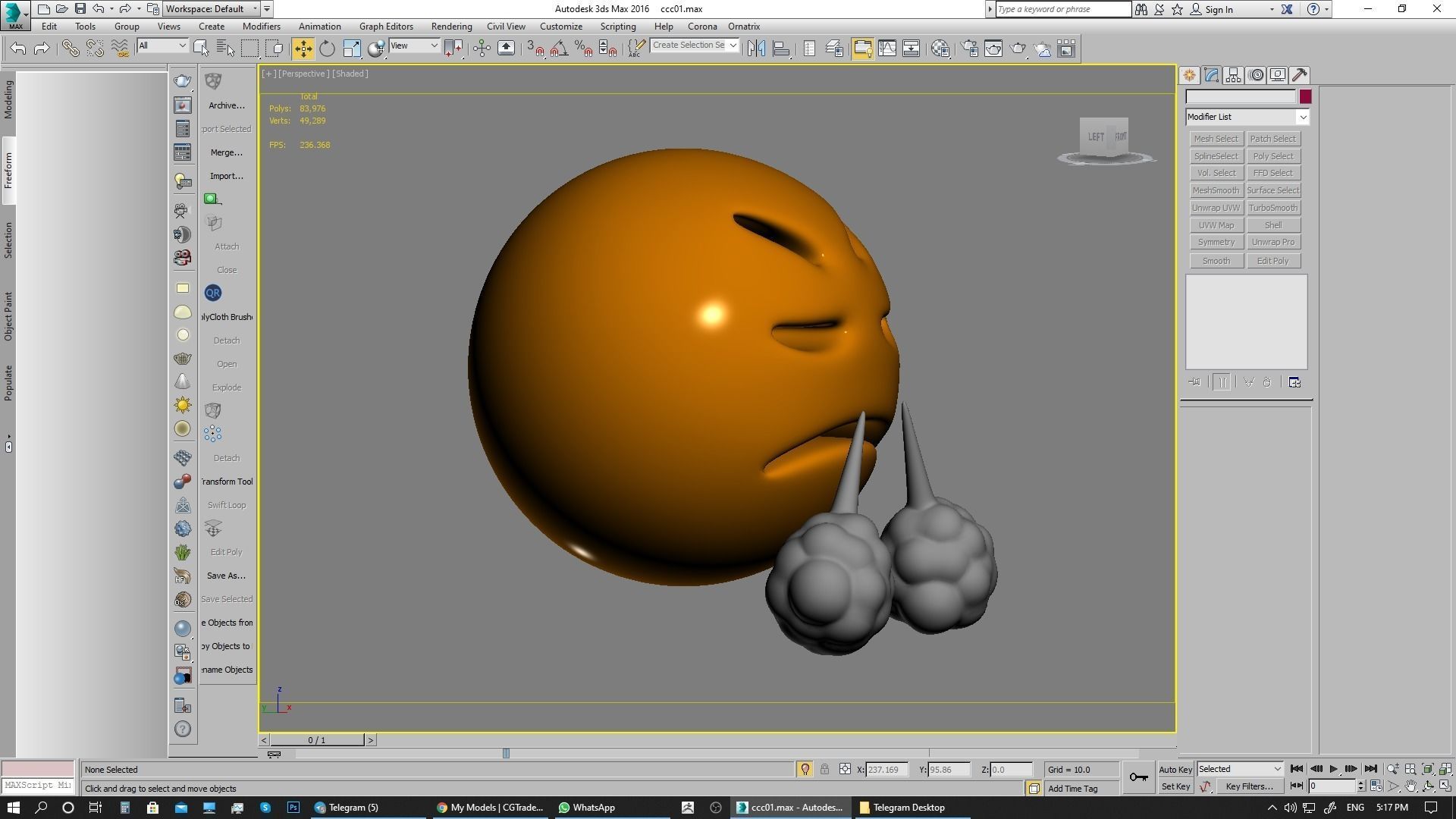 Emoji Face with Steam From Nose 3D model_7