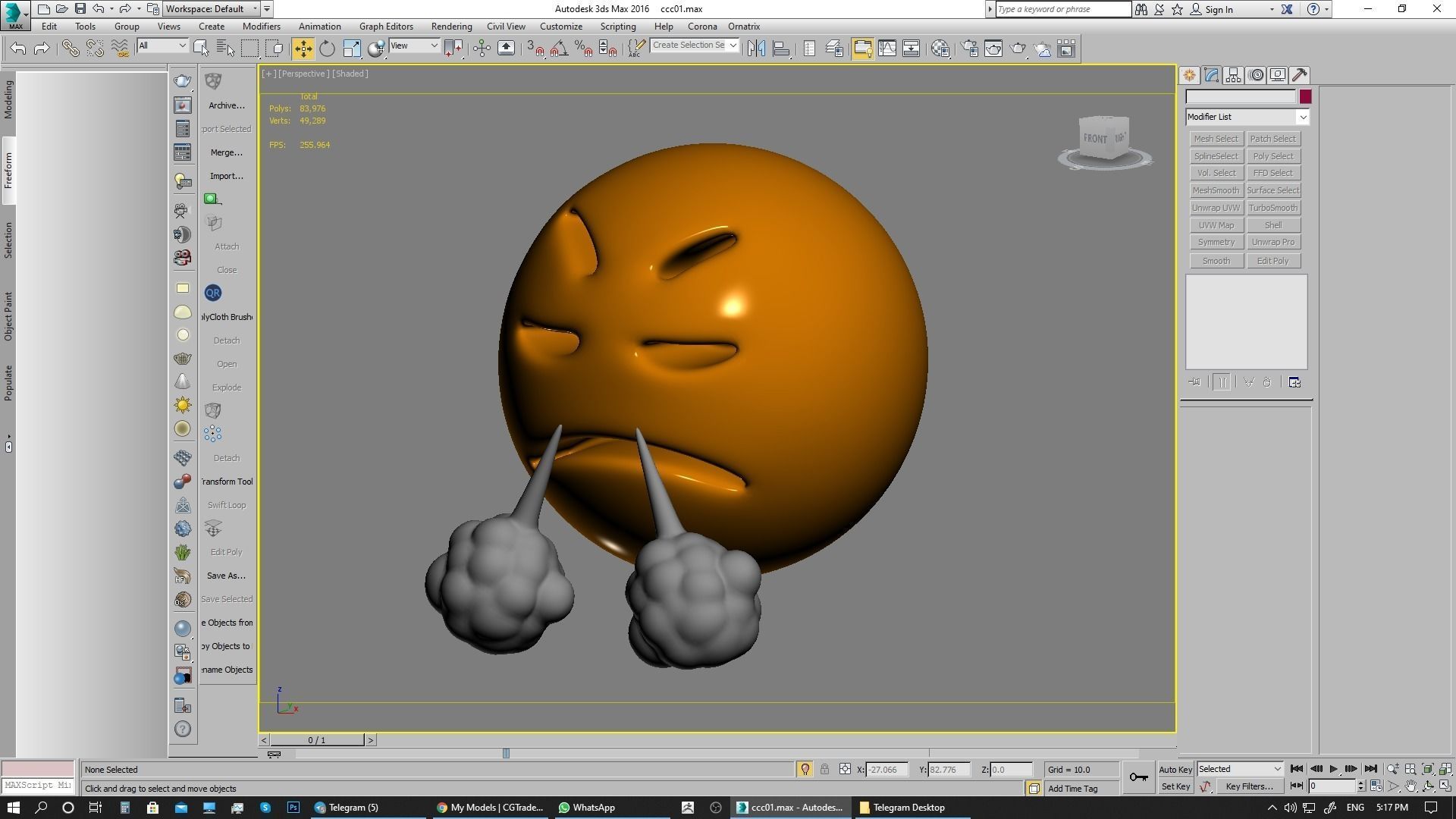 Emoji Face with Steam From Nose 3D model_10