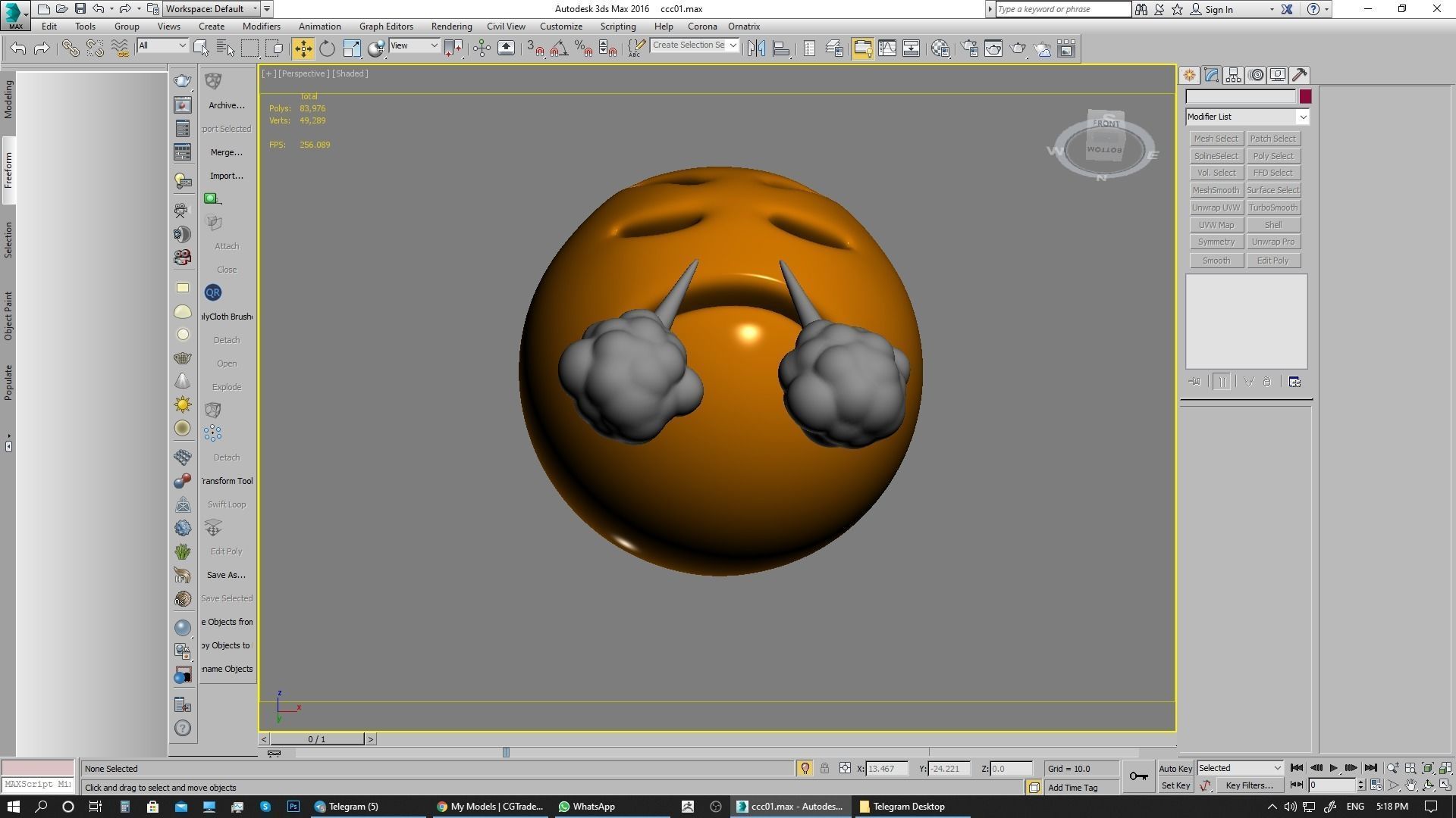 Emoji Face with Steam From Nose 3D model_4