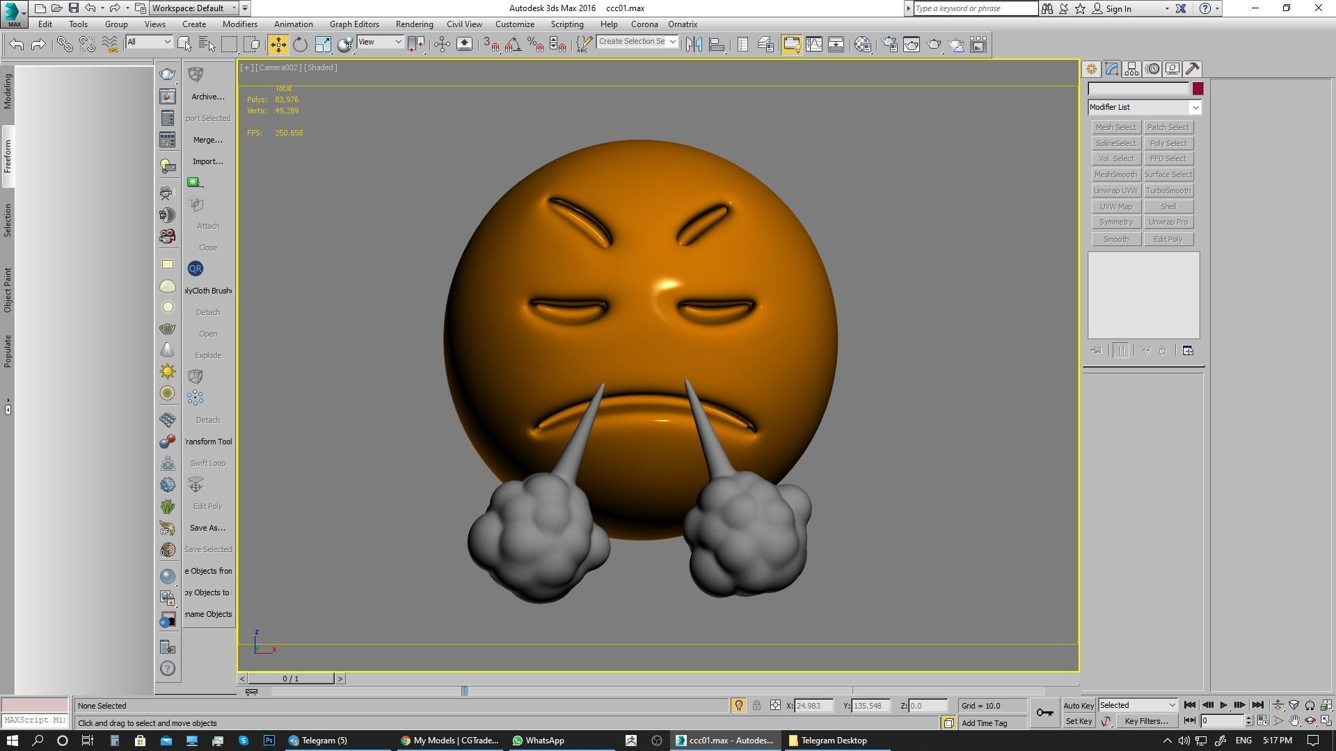 Emoji Face with Steam From Nose 3D model_12