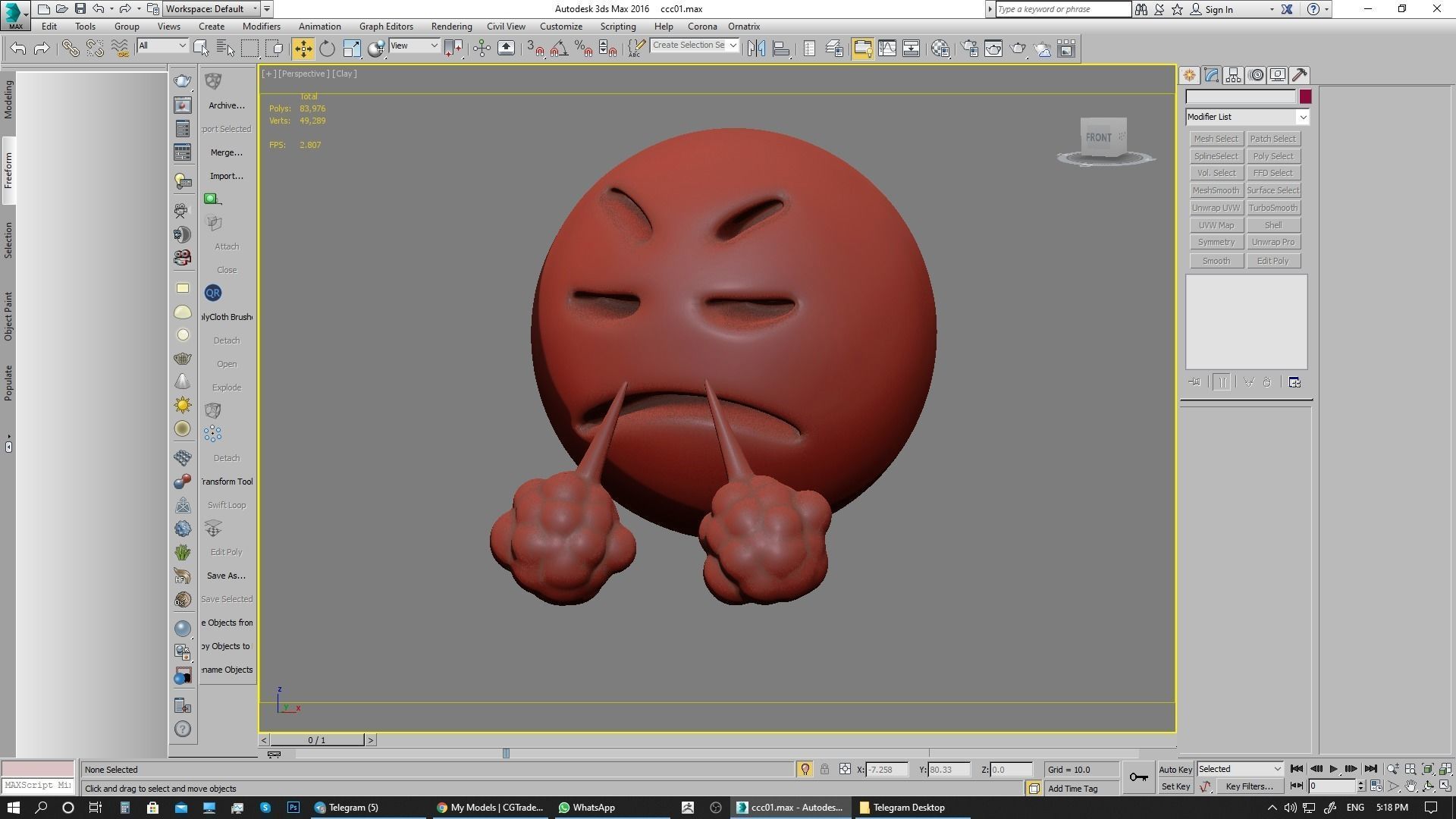 Emoji Face with Steam From Nose 3D model_21
