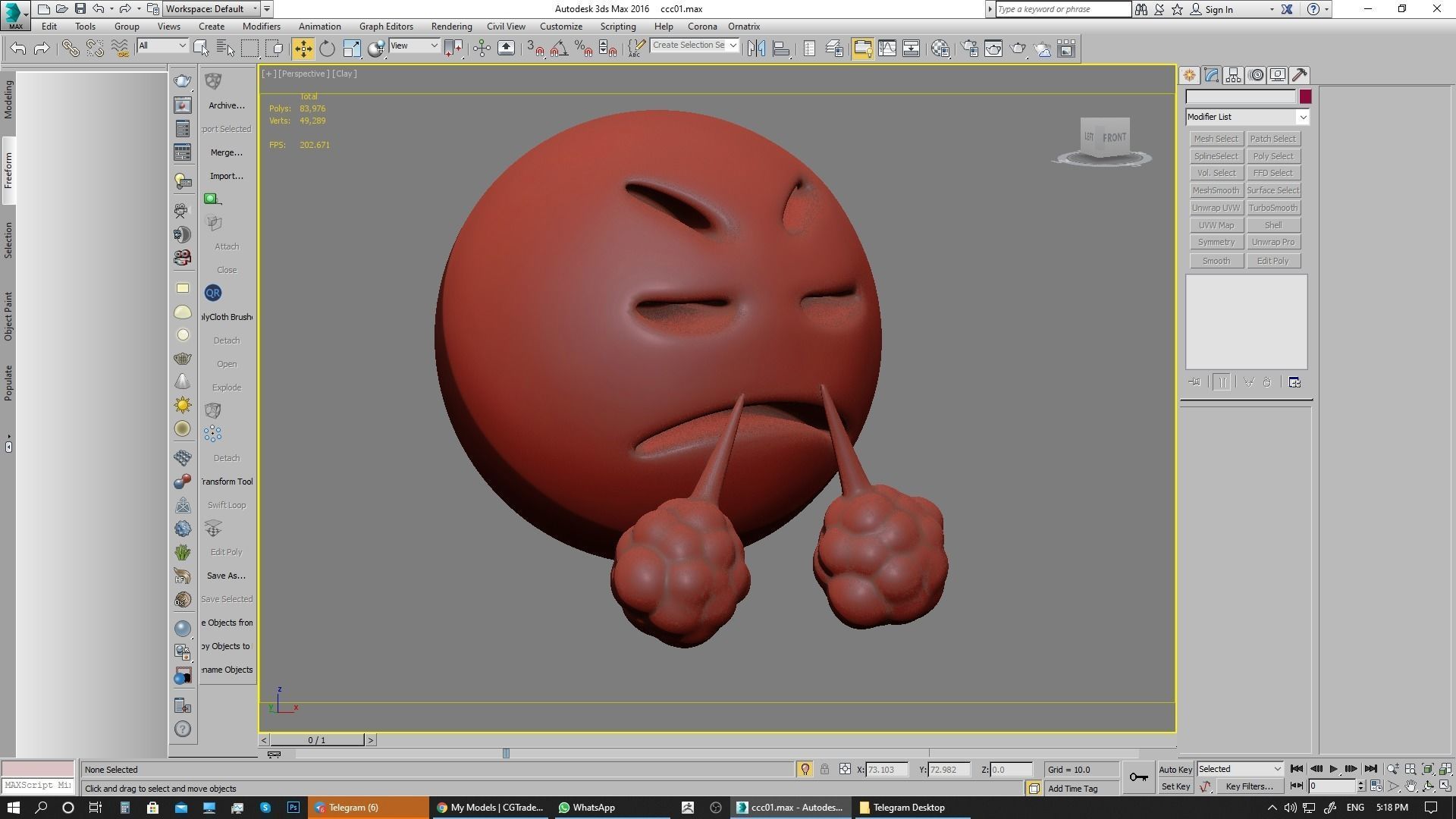 Emoji Face with Steam From Nose 3D model_23