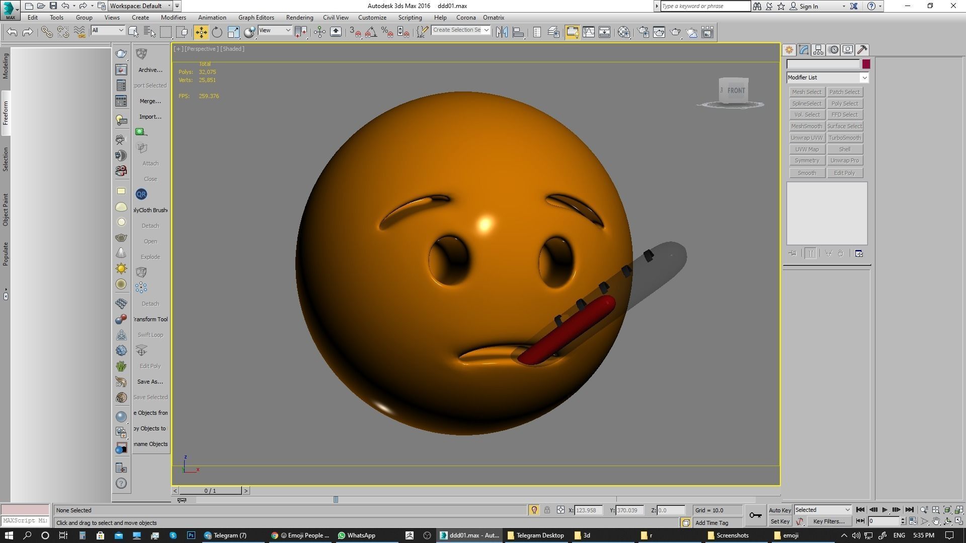 Emoji Face with Thermometer 3D model_10