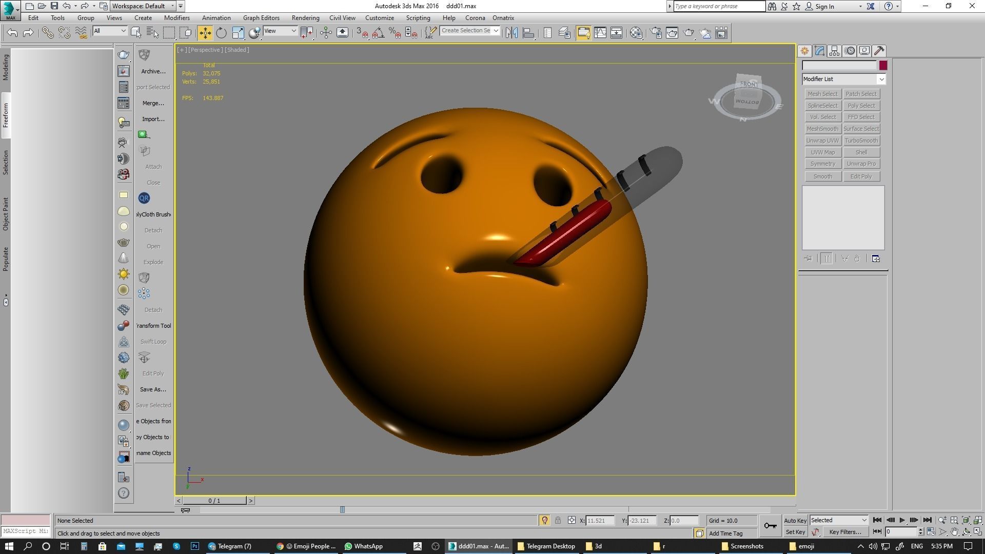 Emoji Face with Thermometer 3D model_12